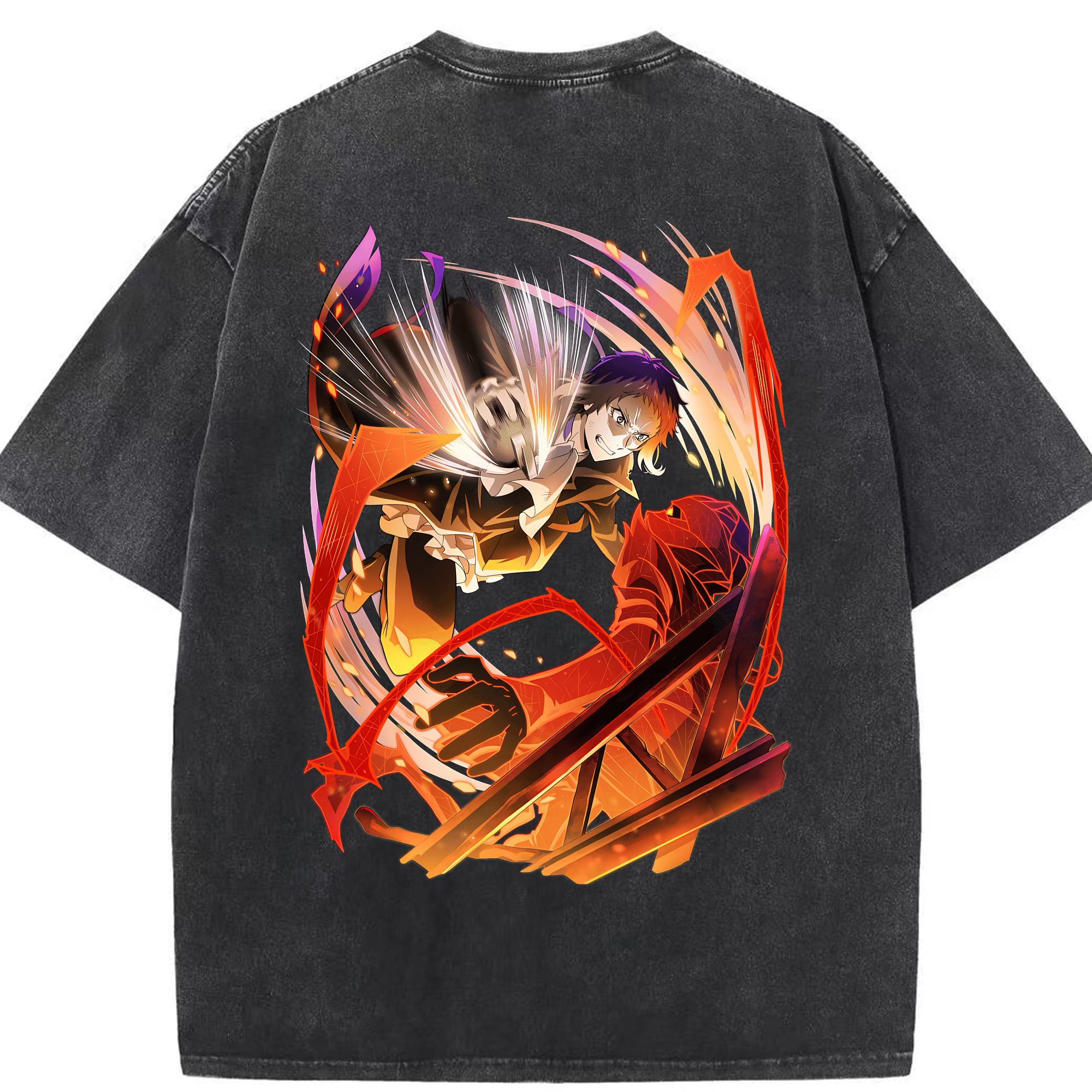 （画像用） 文豪ストレイドッグス Bungo Stray Dogs 綿100% ヴィンテージ風 半袖Tシャツ（背面プリント）