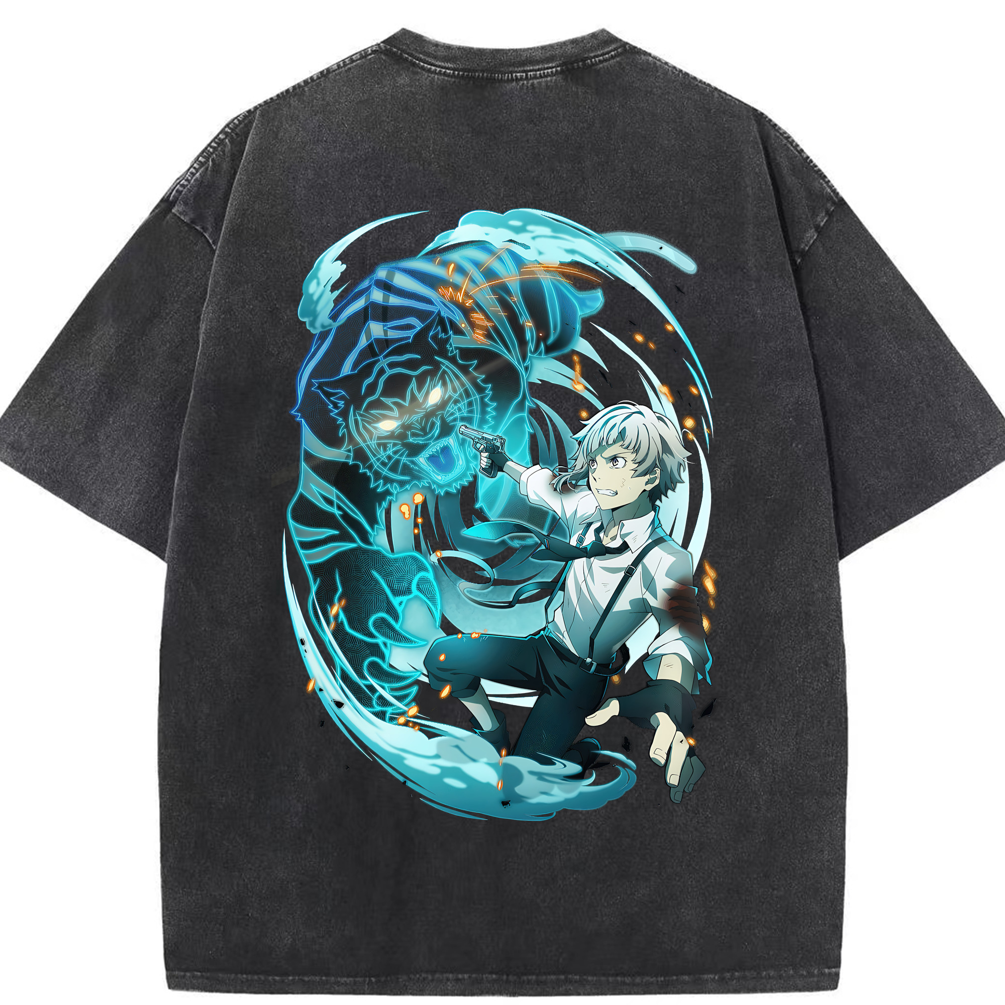 （画像用） 文豪ストレイドッグス Bungo Stray Dogs 綿100% ヴィンテージ風 半袖Tシャツ（背面プリント）