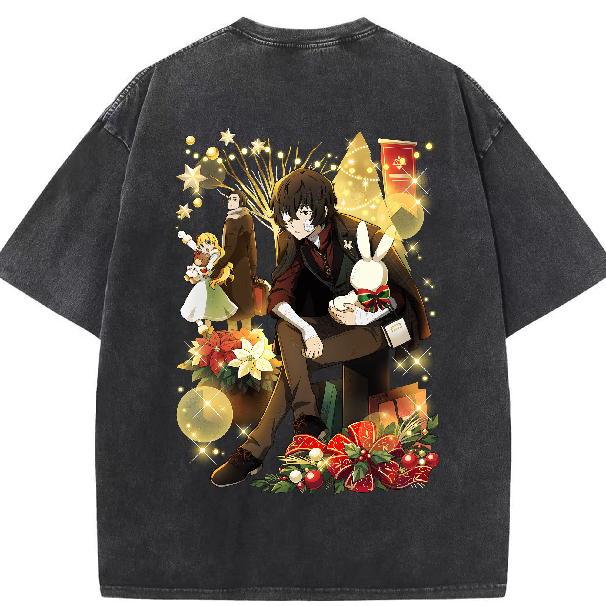 （画像用） 文豪ストレイドッグス Bungo Stray Dogs 綿100% ヴィンテージ風 半袖Tシャツ（背面プリント）