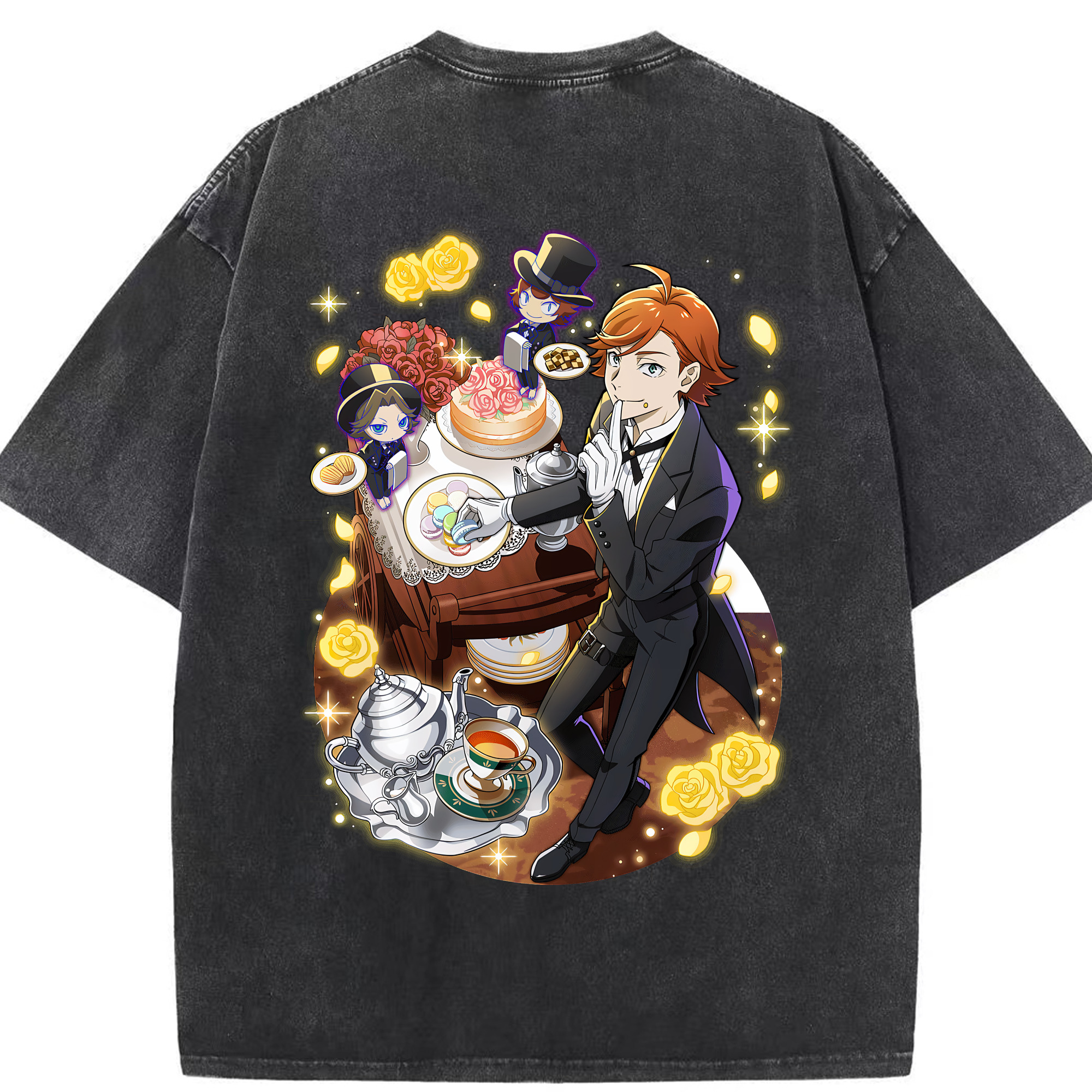 （画像用） 文豪ストレイドッグス Bungo Stray Dogs 綿100% ヴィンテージ風 半袖Tシャツ（背面プリント）