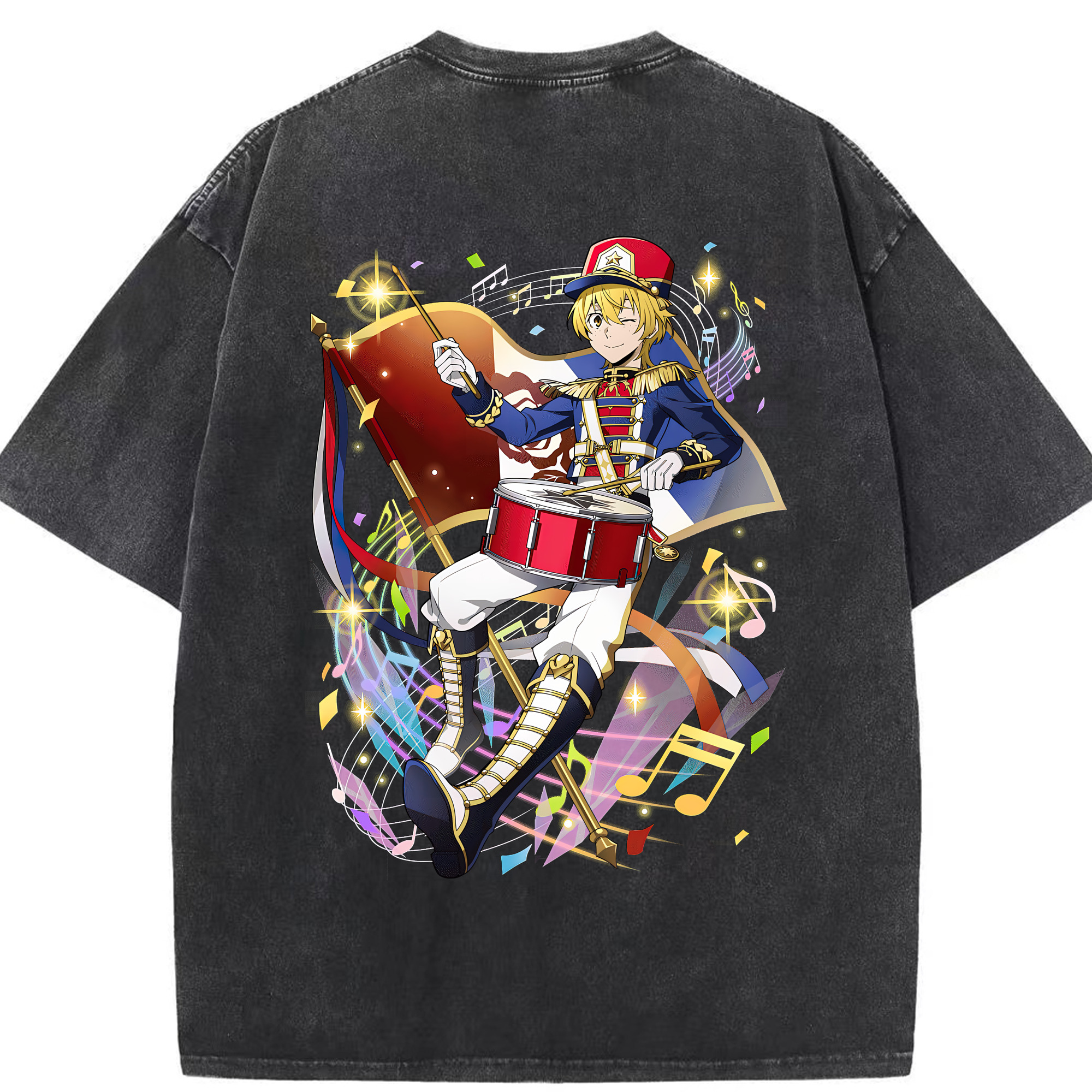 （画像用） 文豪ストレイドッグス Bungo Stray Dogs 綿100% ヴィンテージ風 半袖Tシャツ（背面プリント）