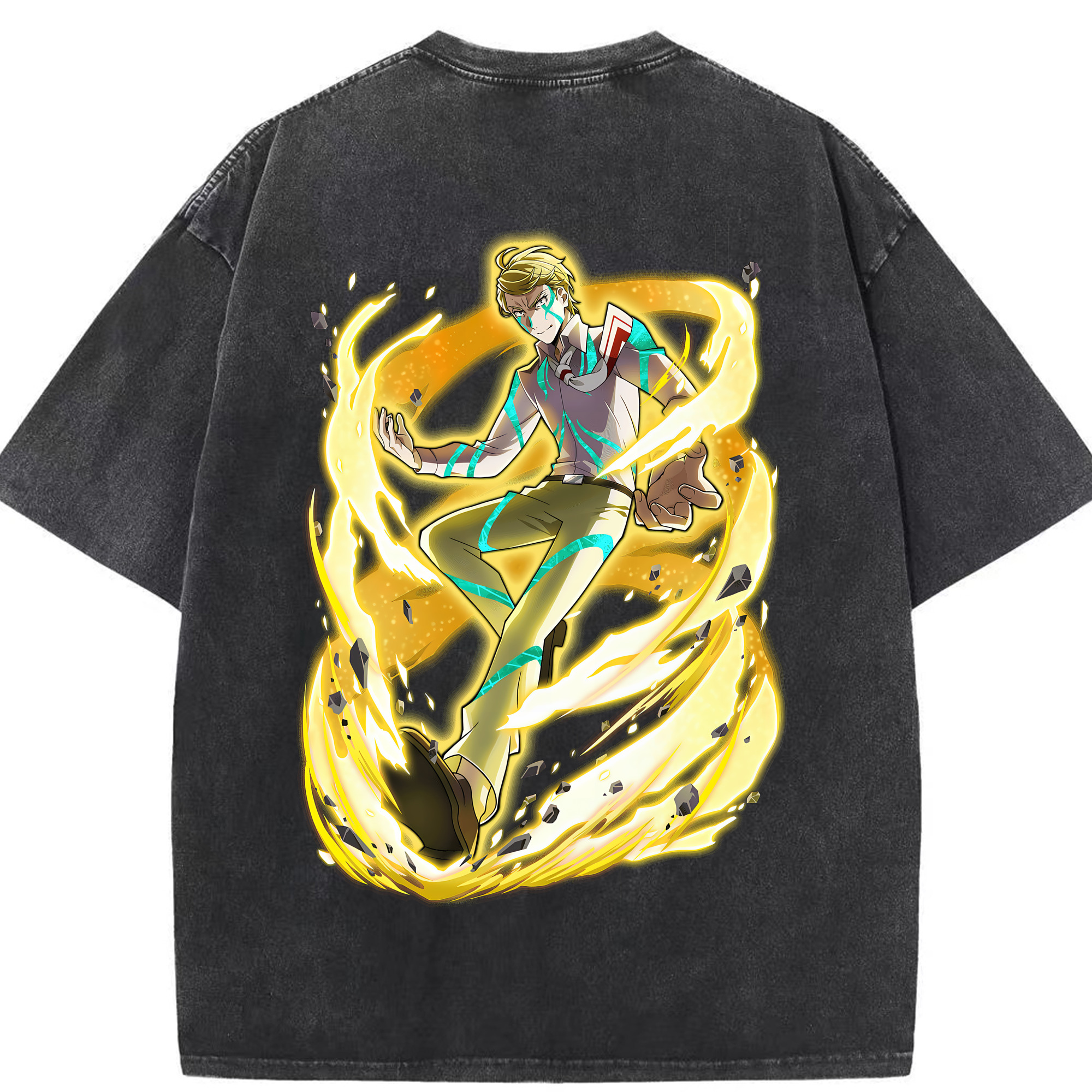 （画像用） 文豪ストレイドッグス Bungo Stray Dogs 綿100% ヴィンテージ風 半袖Tシャツ（背面プリント）