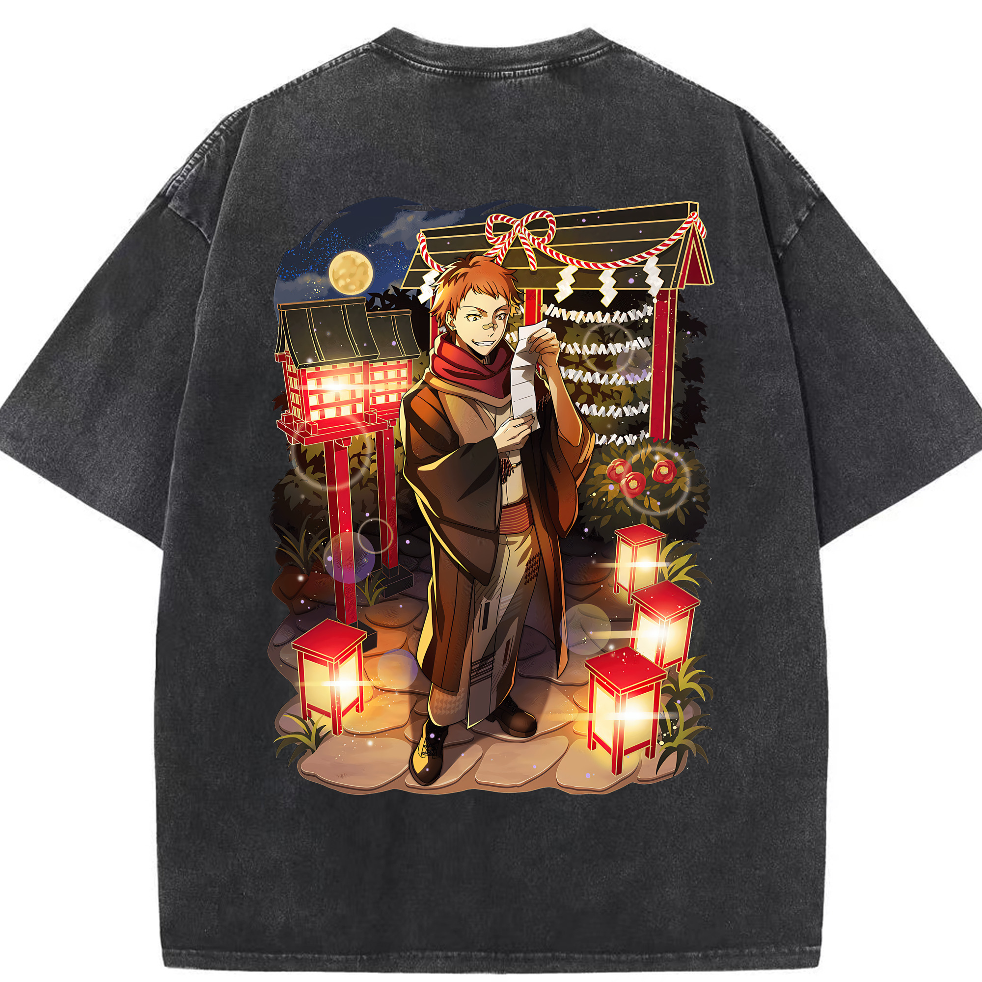 （画像用） 文豪ストレイドッグス Bungo Stray Dogs 綿100% ヴィンテージ風 半袖Tシャツ（背面プリント）