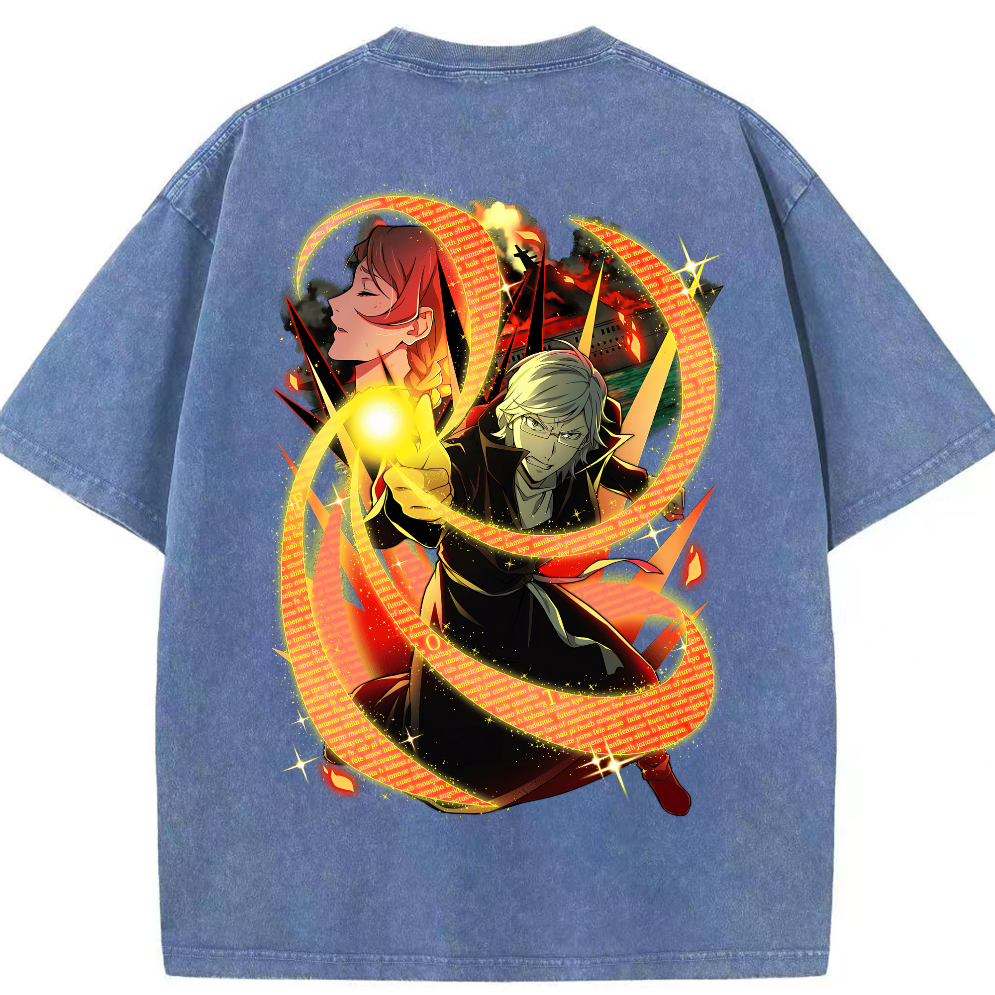 （画像用） 文豪ストレイドッグス Bungo Stray Dogs 綿100% ヴィンテージ風 半袖Tシャツ（背面プリント）