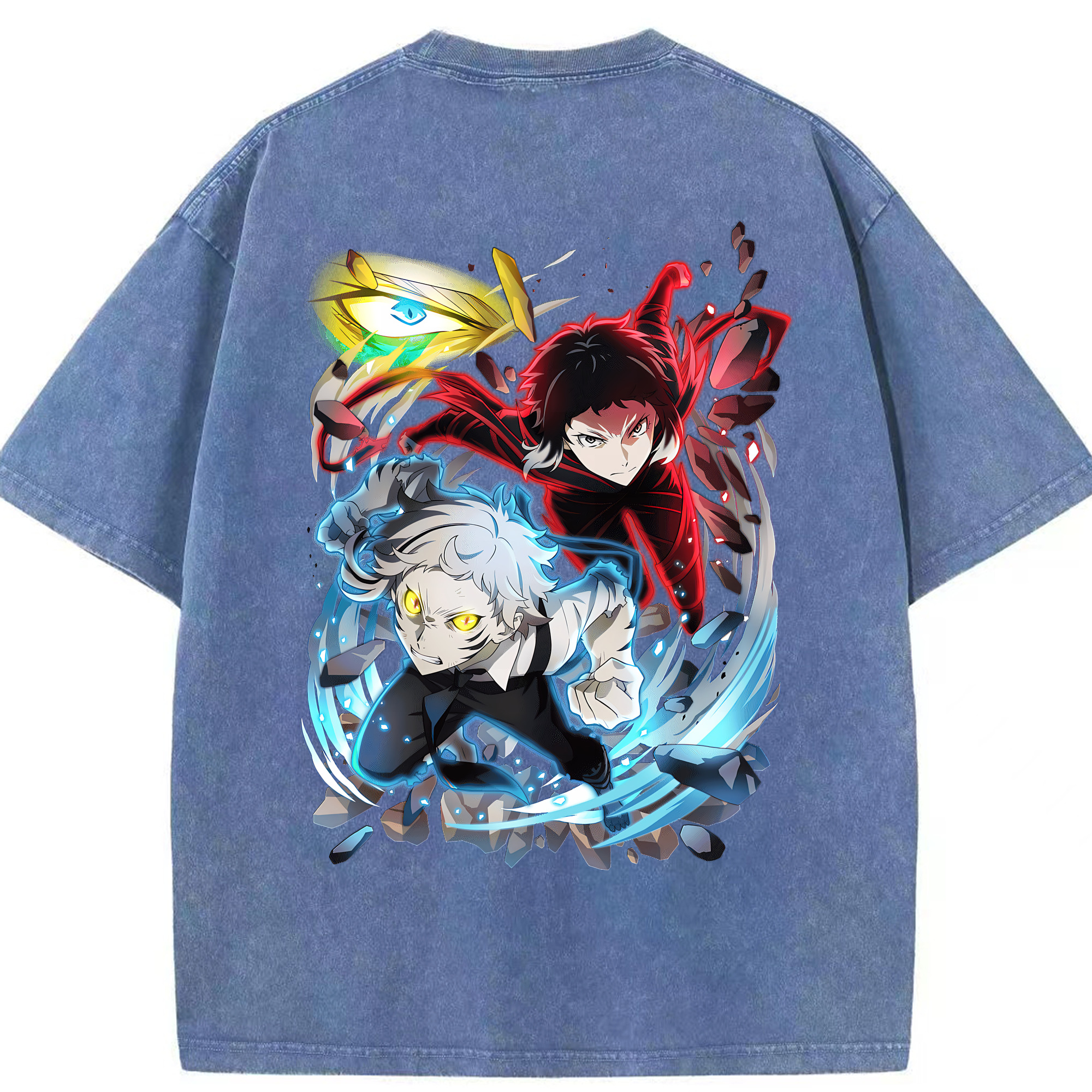 （画像用） 文豪ストレイドッグス Bungo Stray Dogs 綿100% ヴィンテージ風 半袖Tシャツ（背面プリント）