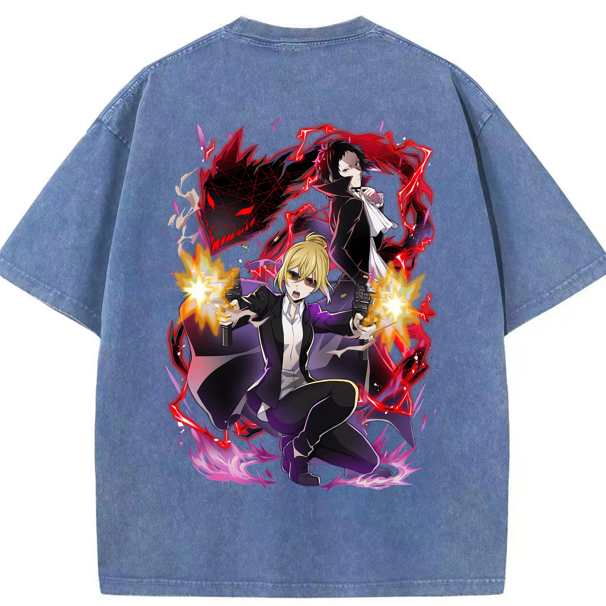 （画像用） 文豪ストレイドッグス Bungo Stray Dogs 綿100% ヴィンテージ風 半袖Tシャツ（背面プリント）