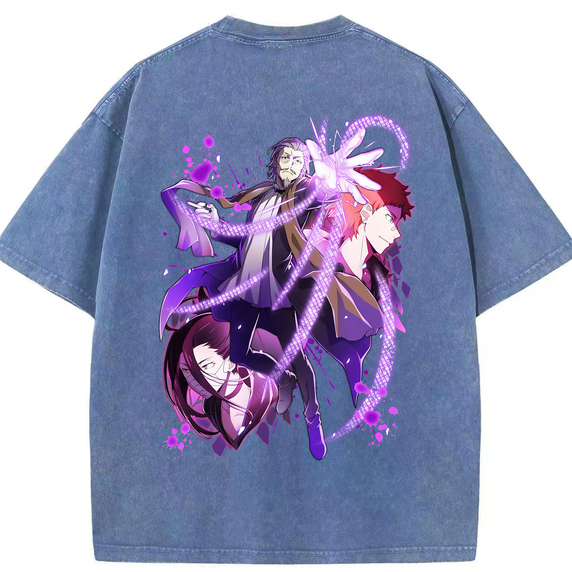 （画像用） 文豪ストレイドッグス Bungo Stray Dogs 綿100% ヴィンテージ風 半袖Tシャツ（背面プリント）