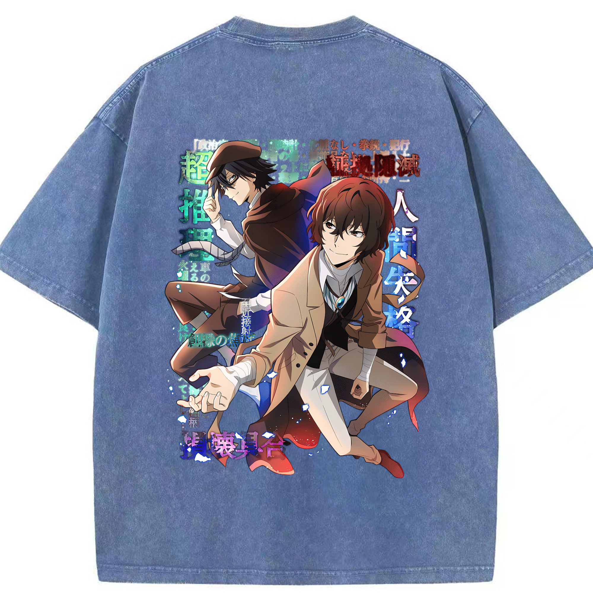 （画像用） 文豪ストレイドッグス Bungo Stray Dogs 綿100% ヴィンテージ風 半袖Tシャツ（背面プリント）