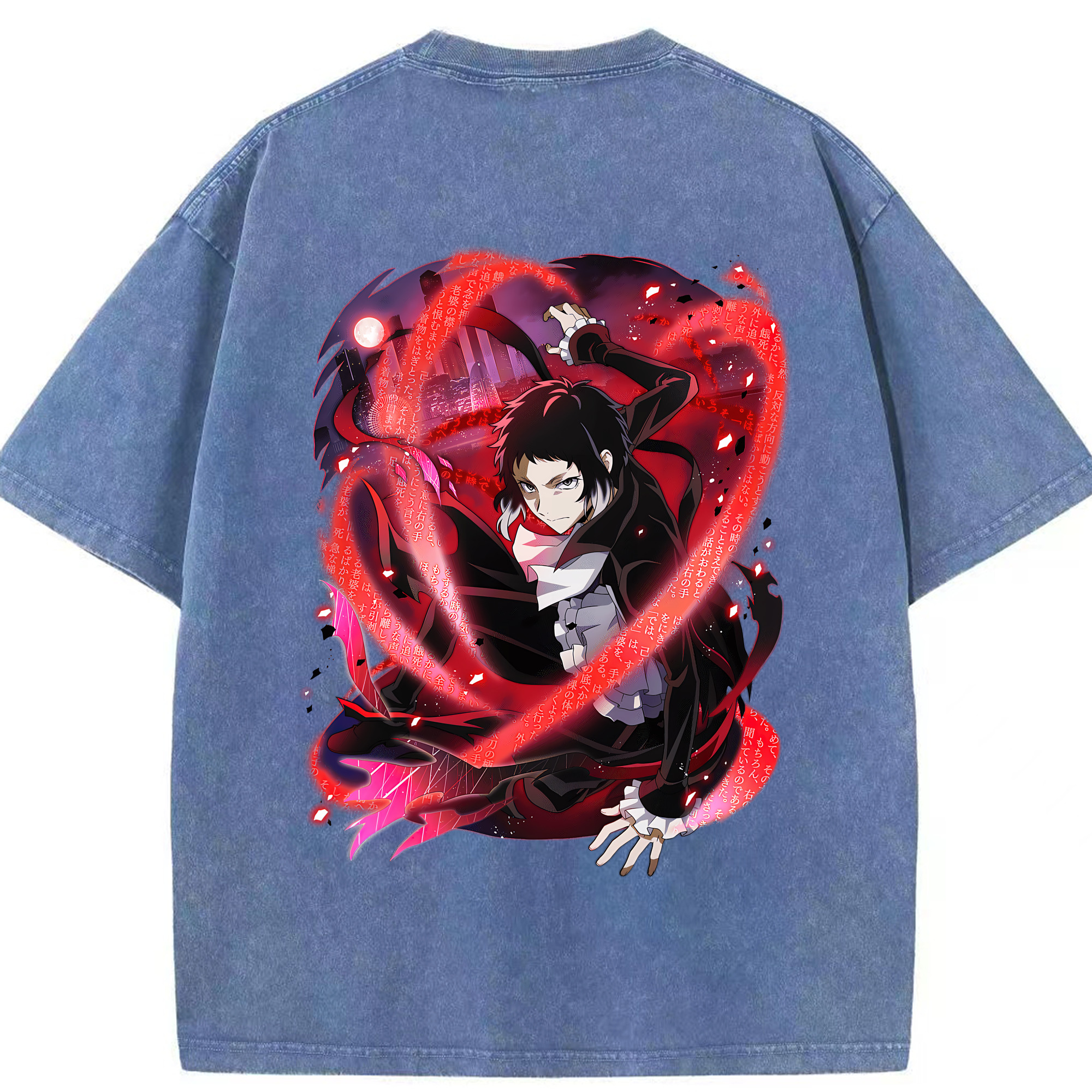 （画像用） 文豪ストレイドッグス Bungo Stray Dogs 綿100% ヴィンテージ風 半袖Tシャツ（背面プリント）