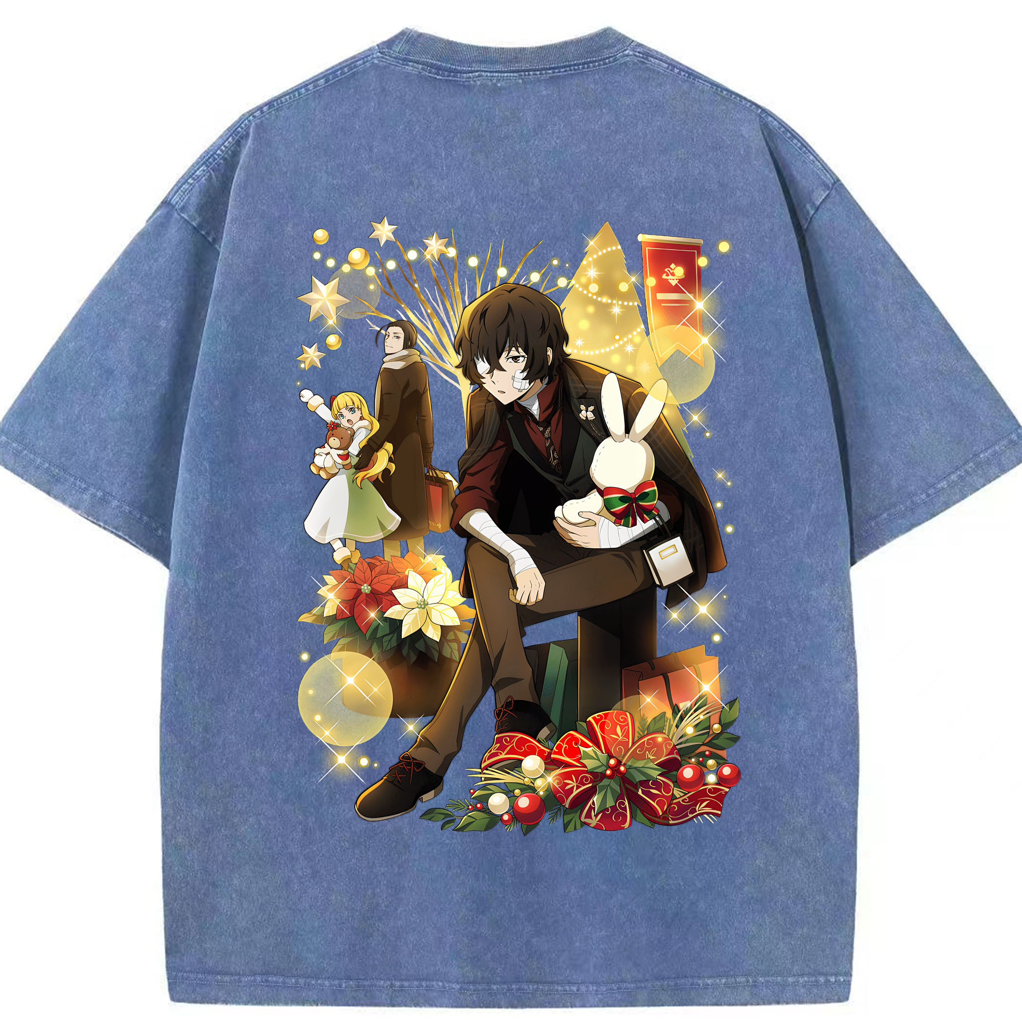 （画像用） 文豪ストレイドッグス Bungo Stray Dogs 綿100% ヴィンテージ風 半袖Tシャツ（背面プリント）
