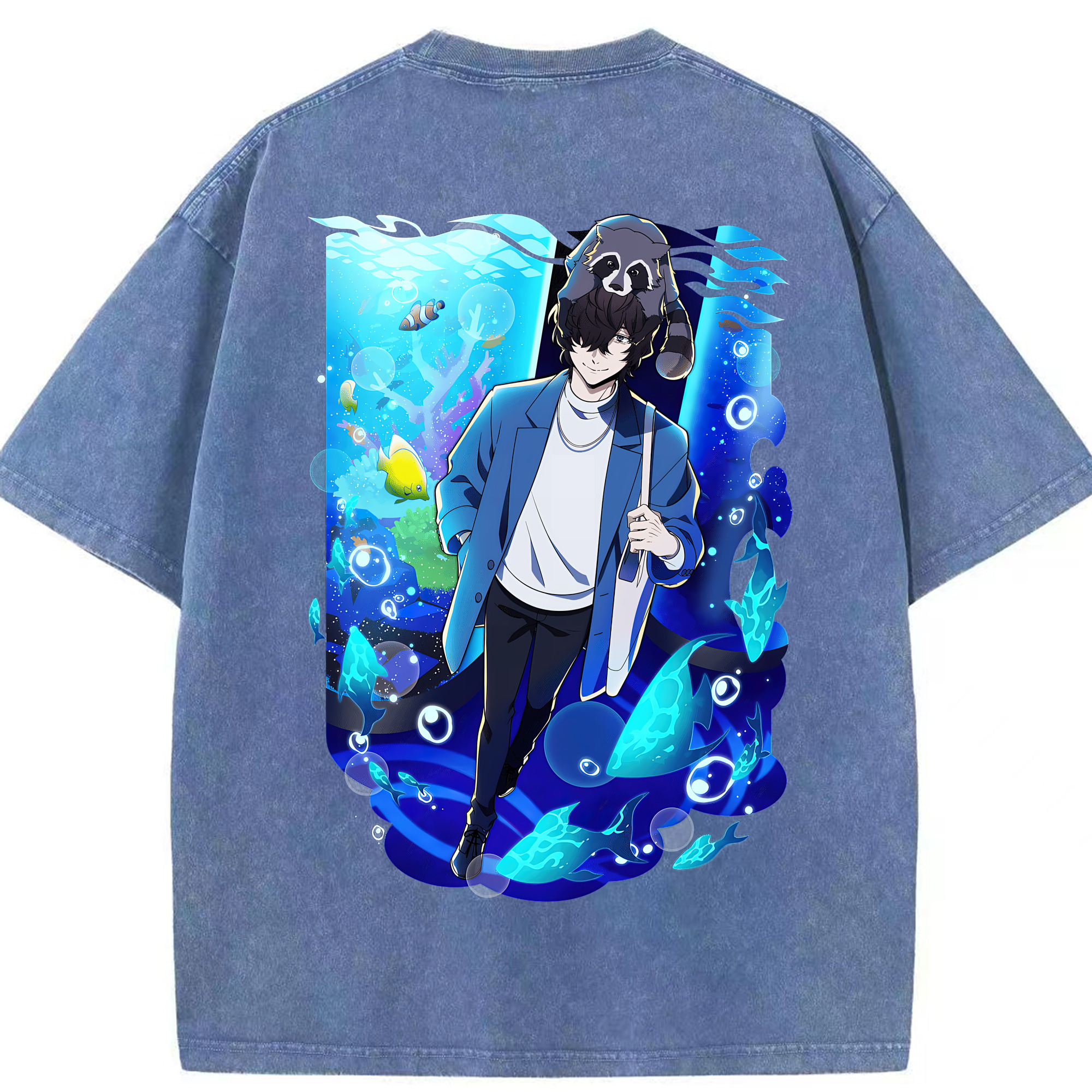 （画像用） 文豪ストレイドッグス Bungo Stray Dogs 綿100% ヴィンテージ風 半袖Tシャツ（背面プリント）