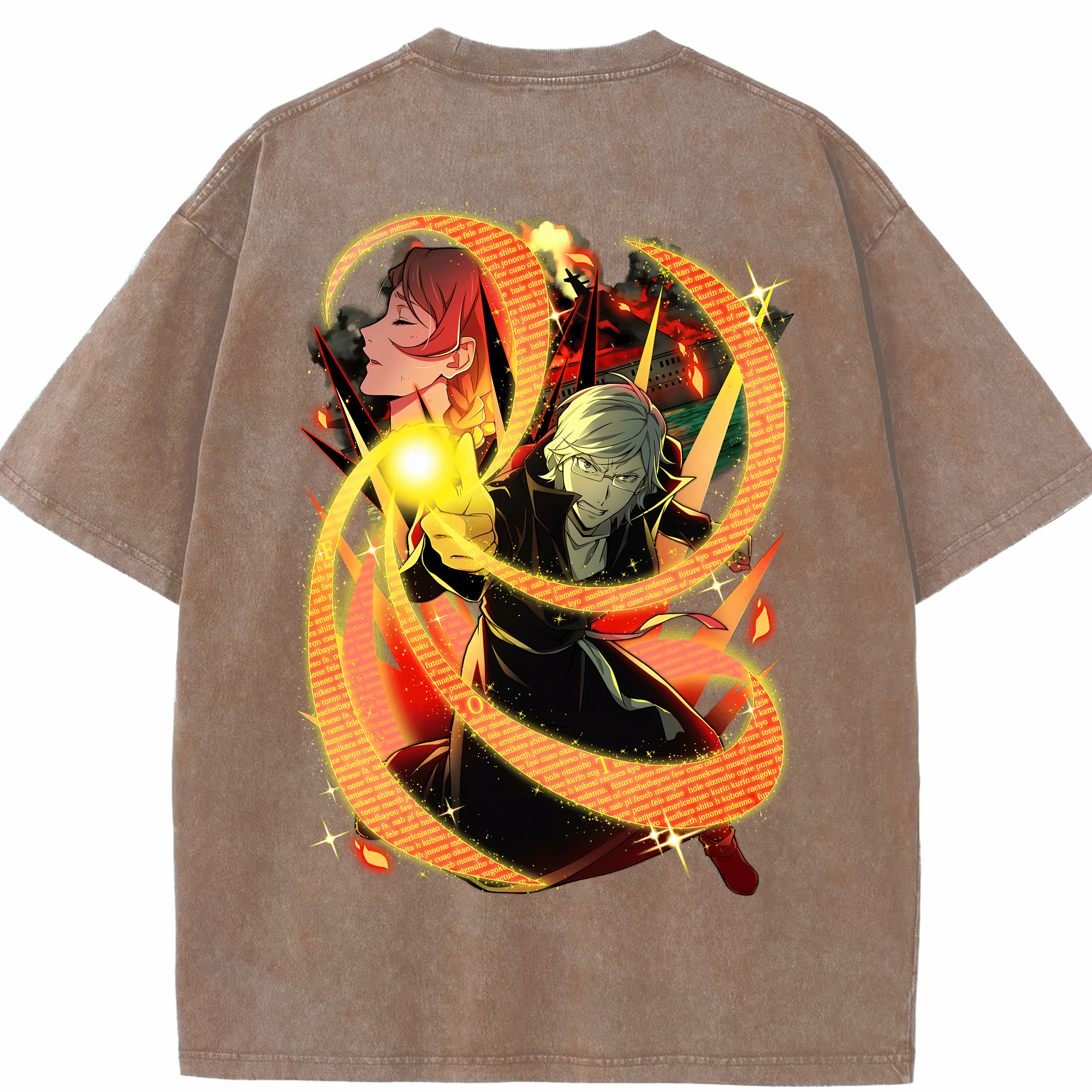 （画像用） 文豪ストレイドッグス Bungo Stray Dogs 綿100% ヴィンテージ風 半袖Tシャツ（背面プリント）
