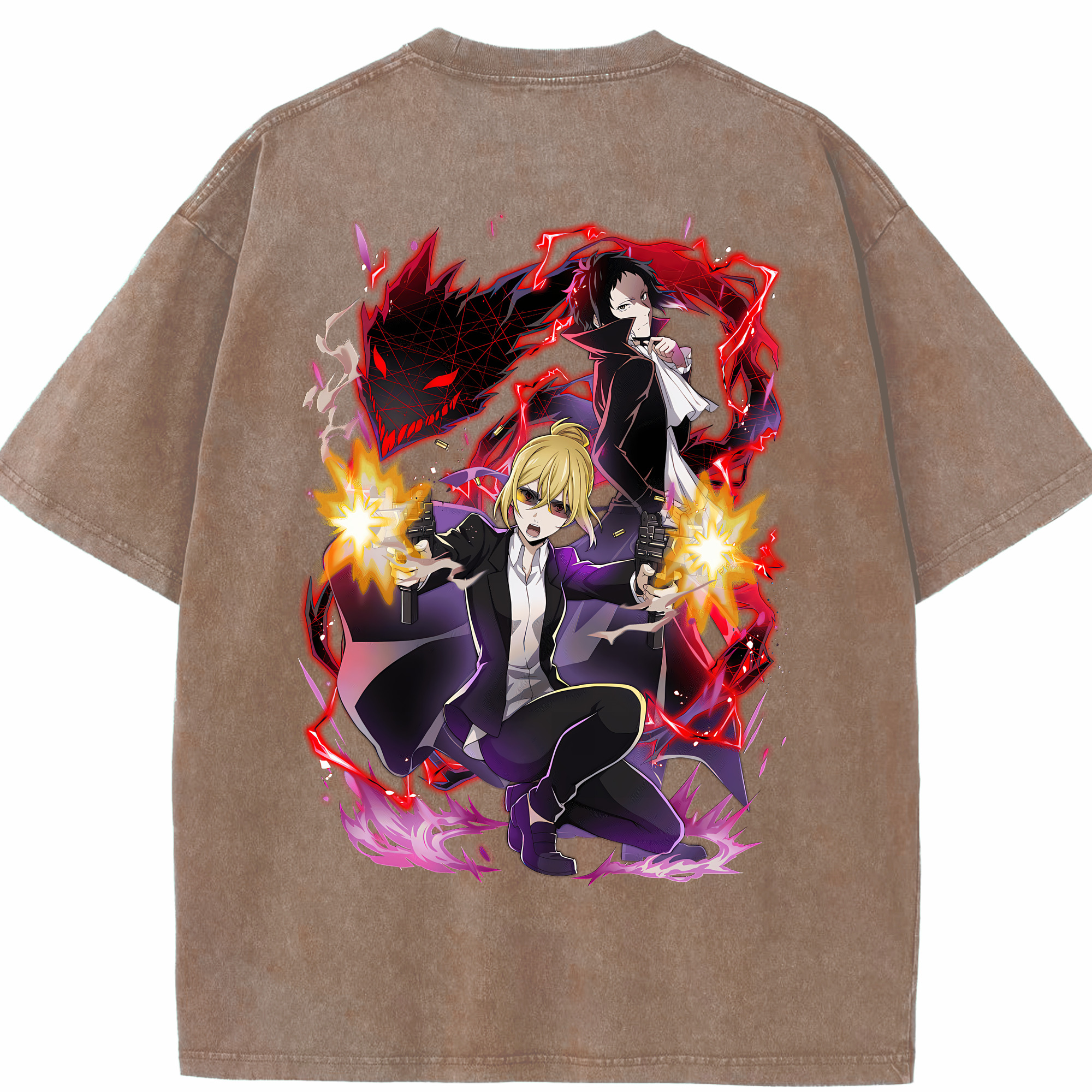 （画像用） 文豪ストレイドッグス Bungo Stray Dogs 綿100% ヴィンテージ風 半袖Tシャツ（背面プリント）