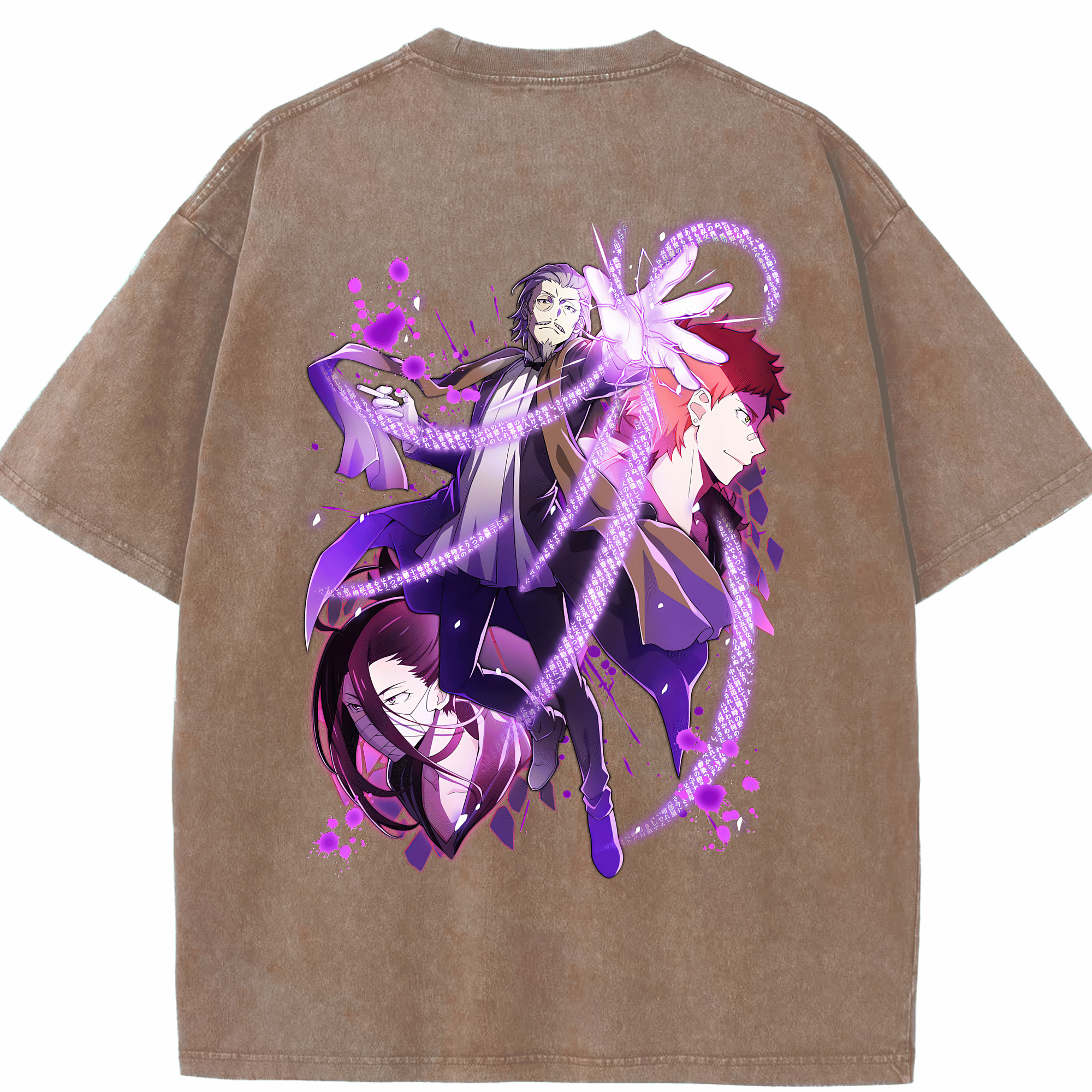 （画像用） 文豪ストレイドッグス Bungo Stray Dogs 綿100% ヴィンテージ風 半袖Tシャツ（背面プリント）