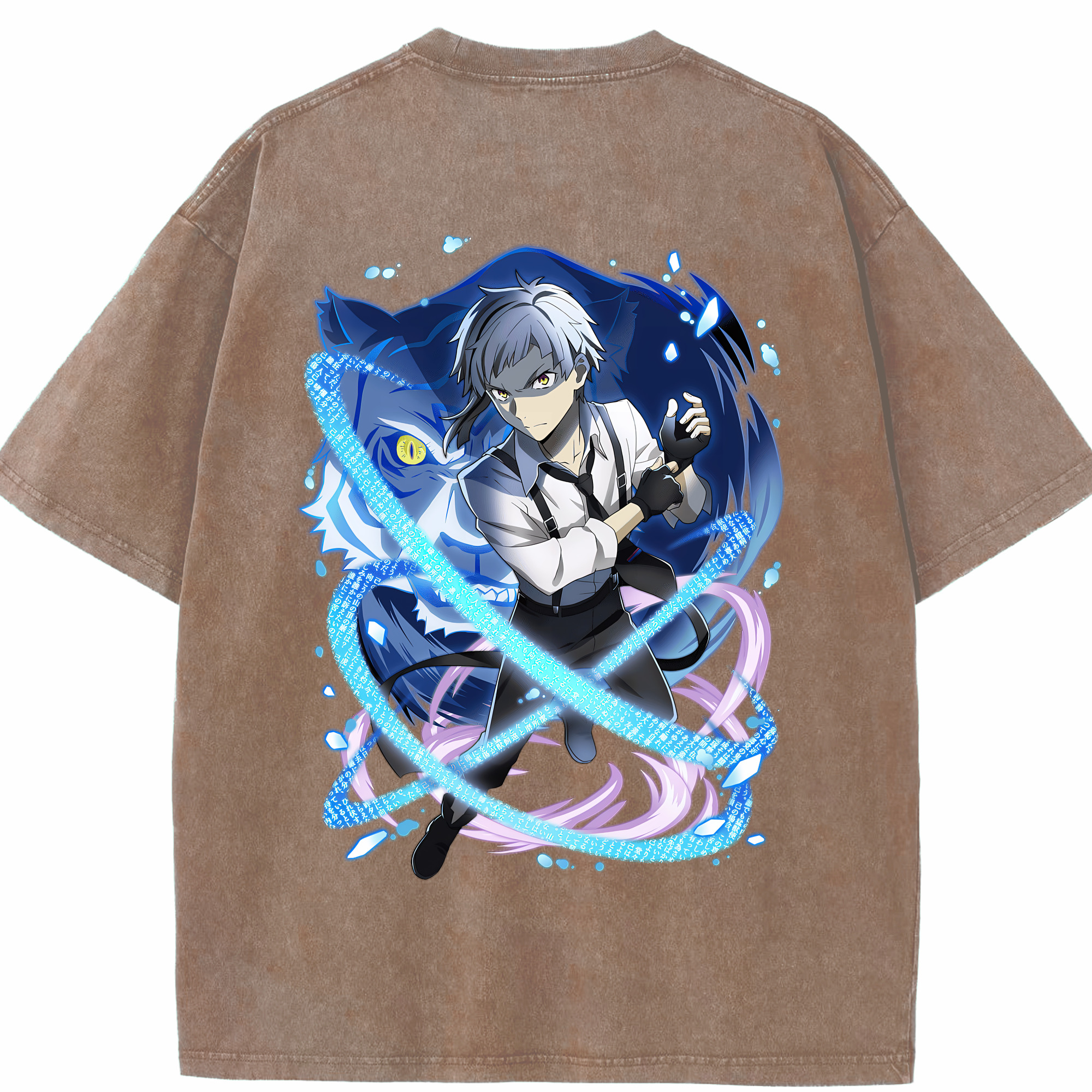 （画像用） 文豪ストレイドッグス Bungo Stray Dogs 綿100% ヴィンテージ風 半袖Tシャツ（背面プリント）