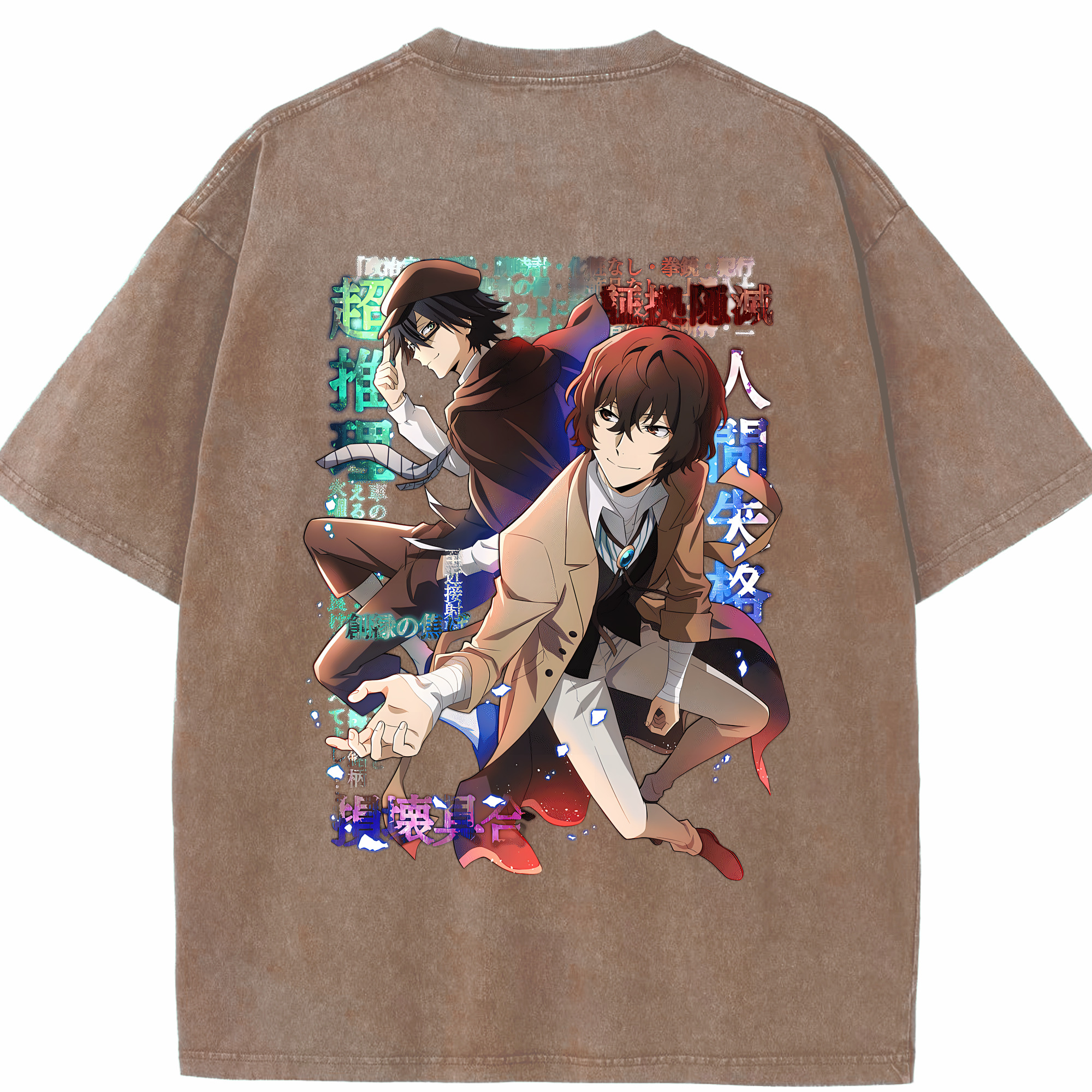 （画像用） 文豪ストレイドッグス Bungo Stray Dogs 綿100% ヴィンテージ風 半袖Tシャツ（背面プリント）