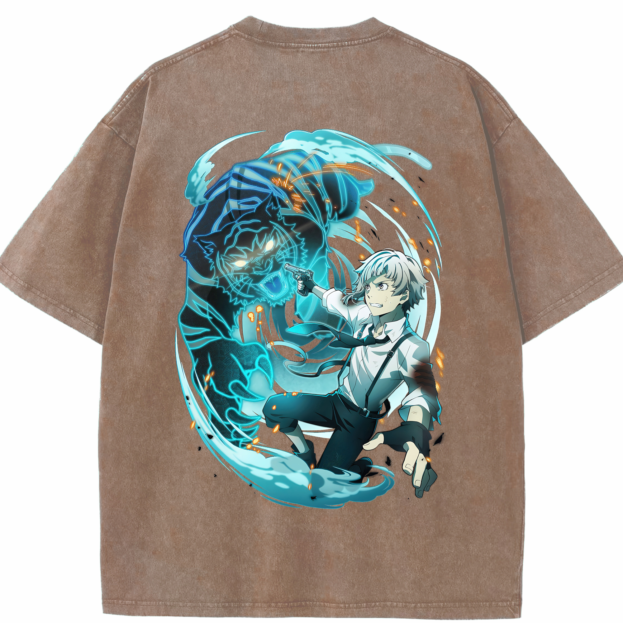 （画像用） 文豪ストレイドッグス Bungo Stray Dogs 綿100% ヴィンテージ風 半袖Tシャツ（背面プリント）