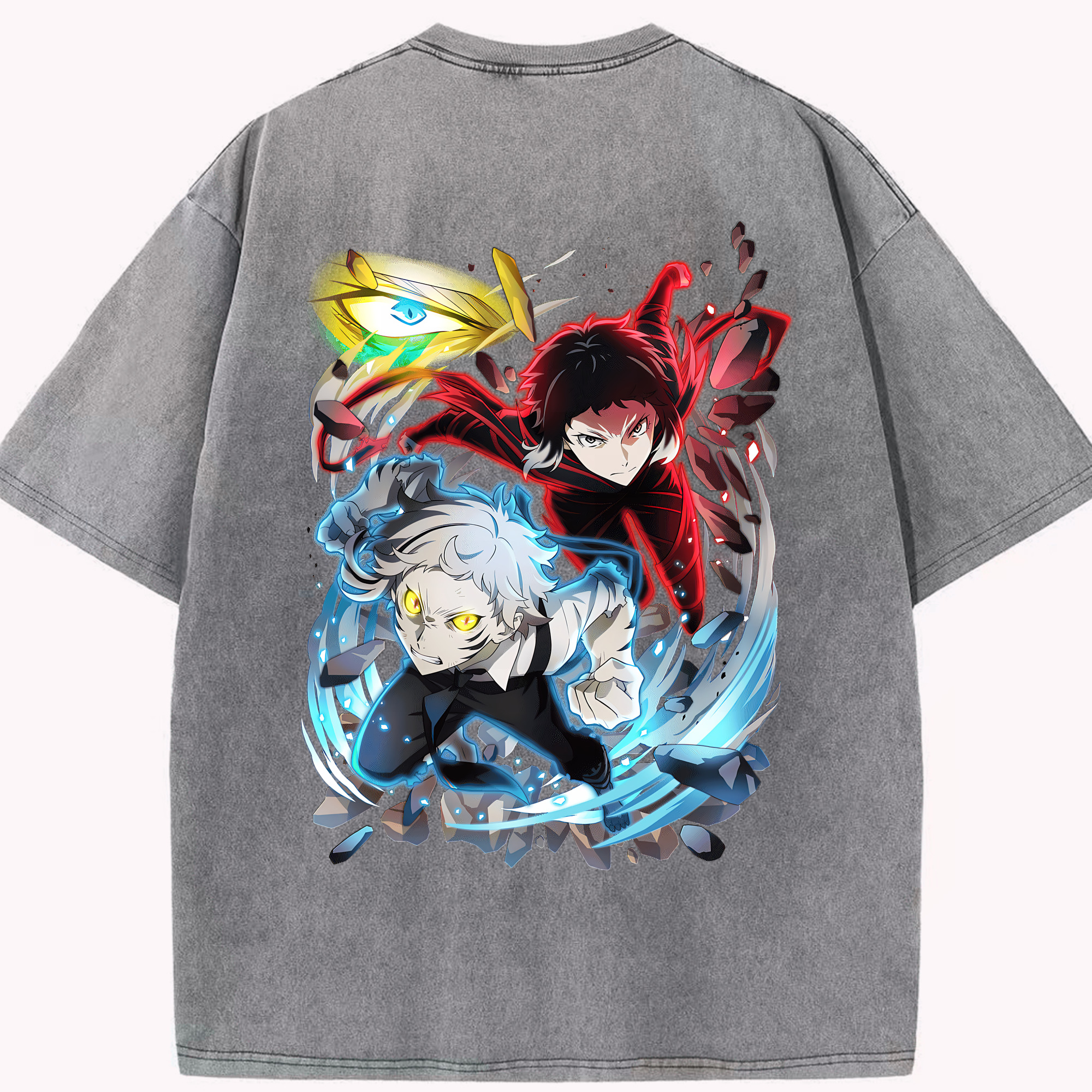 （画像用） 文豪ストレイドッグス Bungo Stray Dogs 綿100% ヴィンテージ風 半袖Tシャツ（背面プリント）