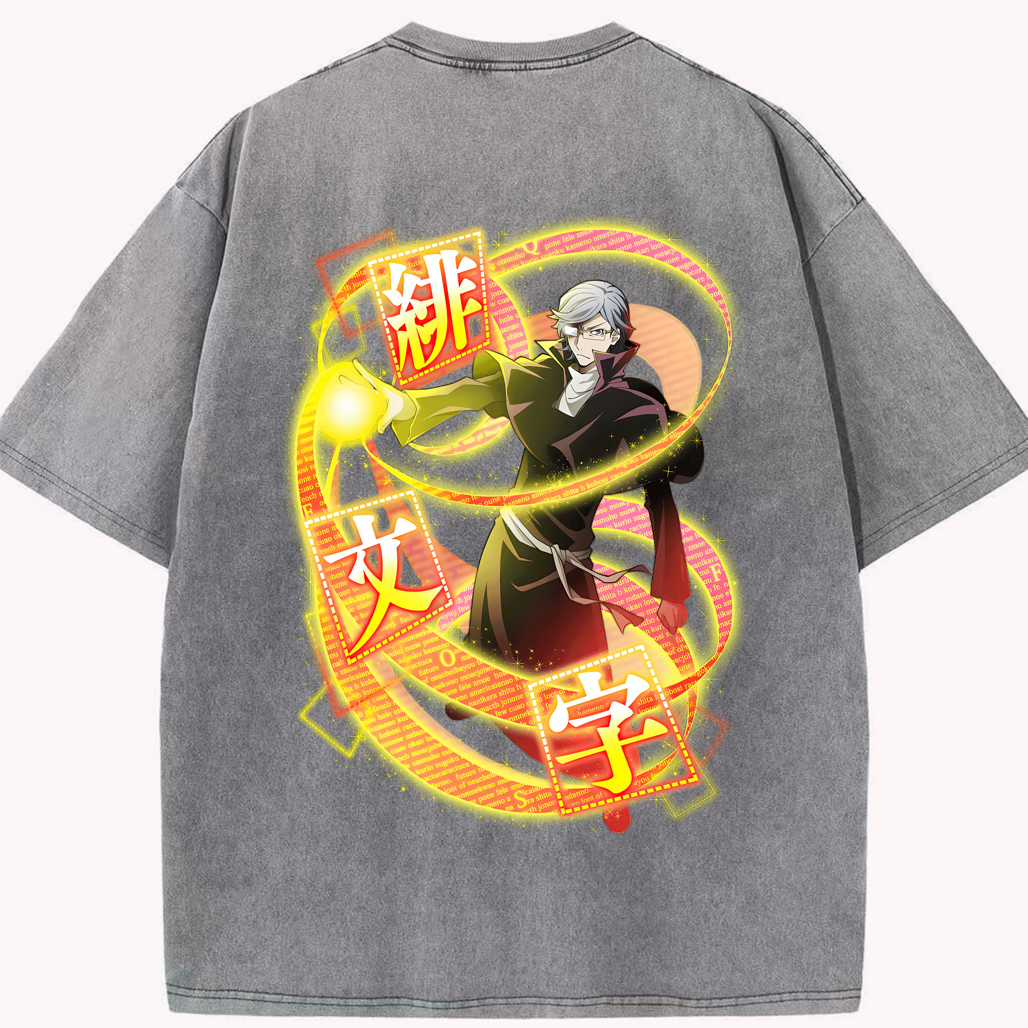 （画像用） 文豪ストレイドッグス Bungo Stray Dogs 綿100% ヴィンテージ風 半袖Tシャツ（背面プリント）