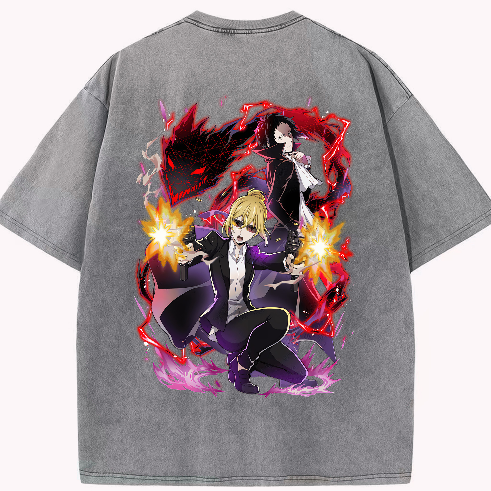 （画像用） 文豪ストレイドッグス Bungo Stray Dogs 綿100% ヴィンテージ風 半袖Tシャツ（背面プリント）