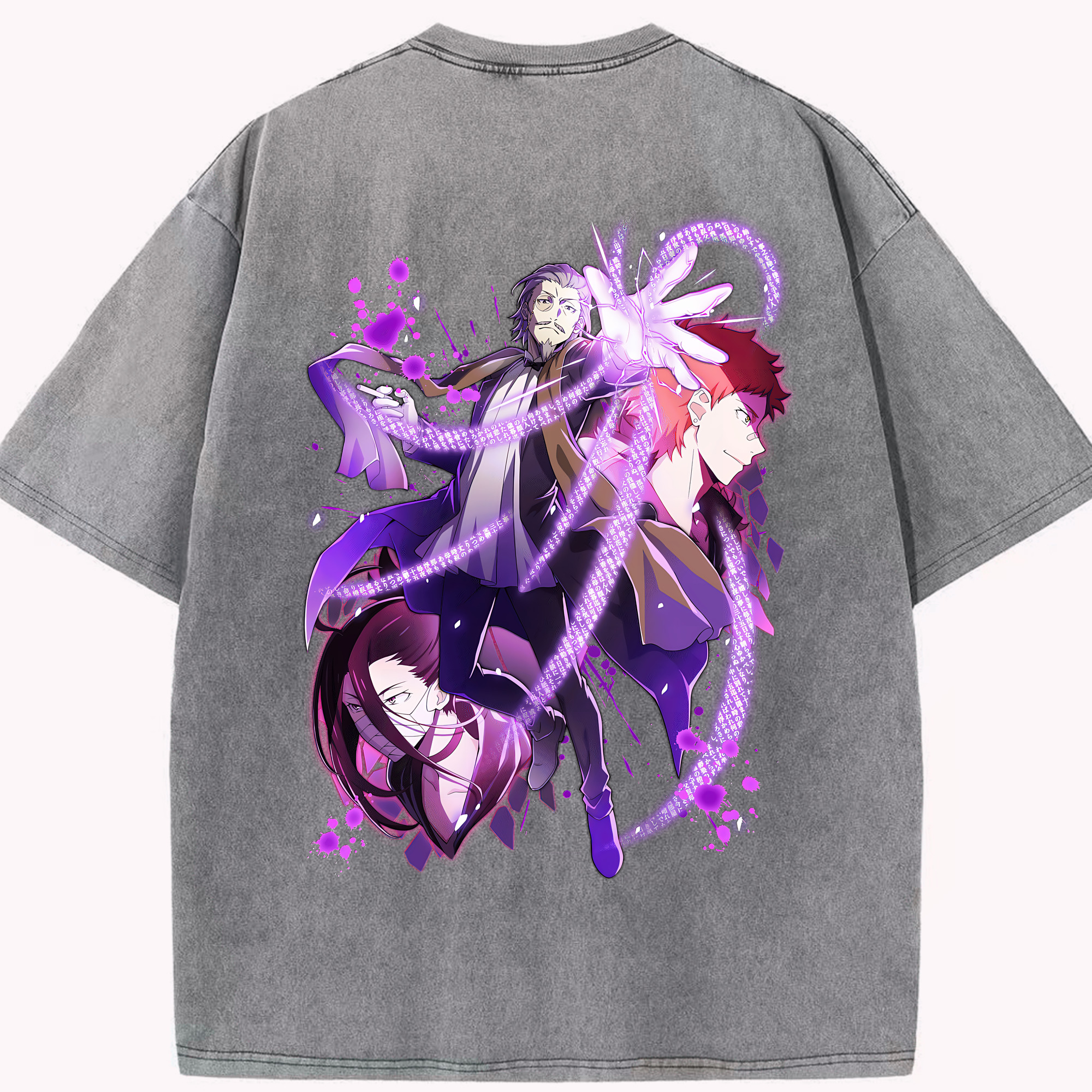 （画像用） 文豪ストレイドッグス Bungo Stray Dogs 綿100% ヴィンテージ風 半袖Tシャツ（背面プリント）
