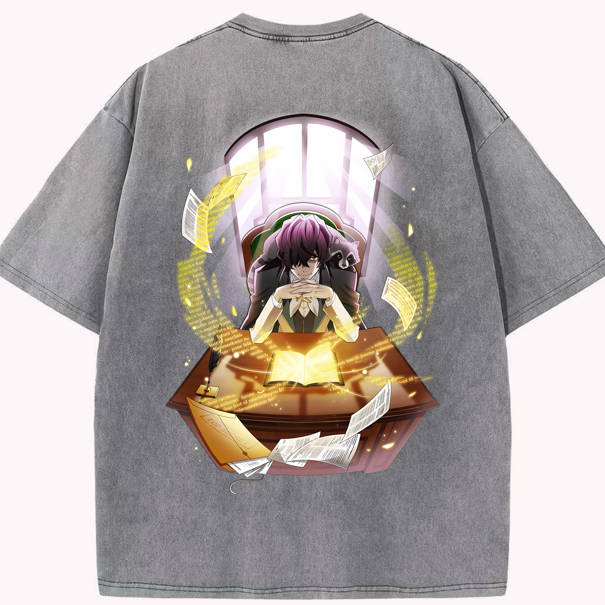 （画像用） 文豪ストレイドッグス Bungo Stray Dogs 綿100% ヴィンテージ風 半袖Tシャツ（背面プリント）