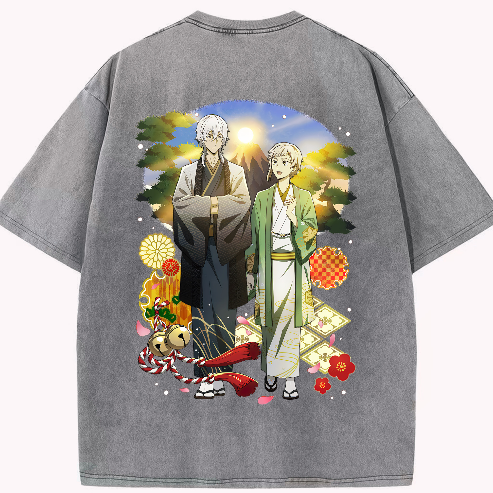 （画像用） 文豪ストレイドッグス Bungo Stray Dogs 綿100% ヴィンテージ風 半袖Tシャツ（背面プリント）