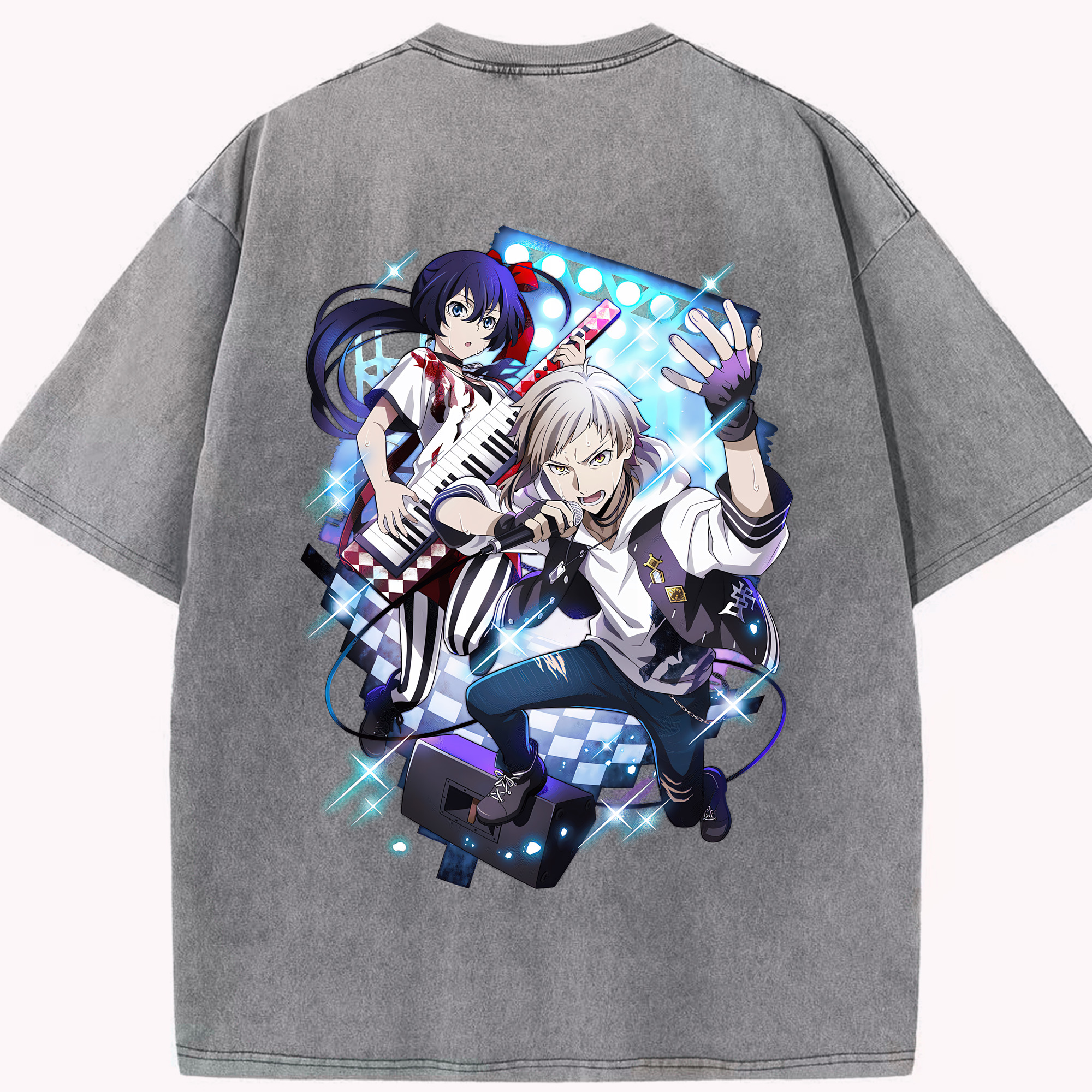 （画像用） 文豪ストレイドッグス Bungo Stray Dogs 綿100% ヴィンテージ風 半袖Tシャツ（背面プリント）