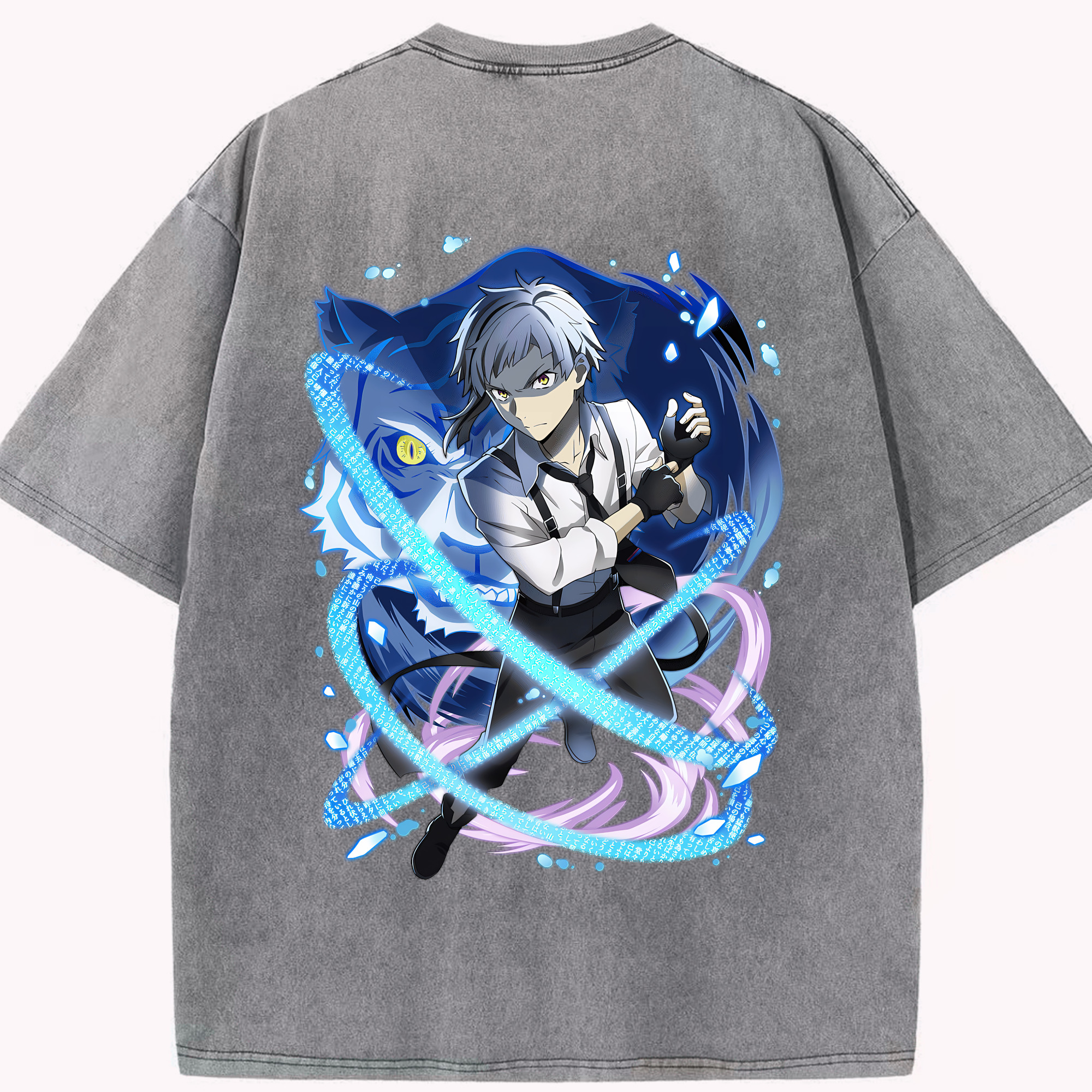 （画像用） 文豪ストレイドッグス Bungo Stray Dogs 綿100% ヴィンテージ風 半袖Tシャツ（背面プリント）