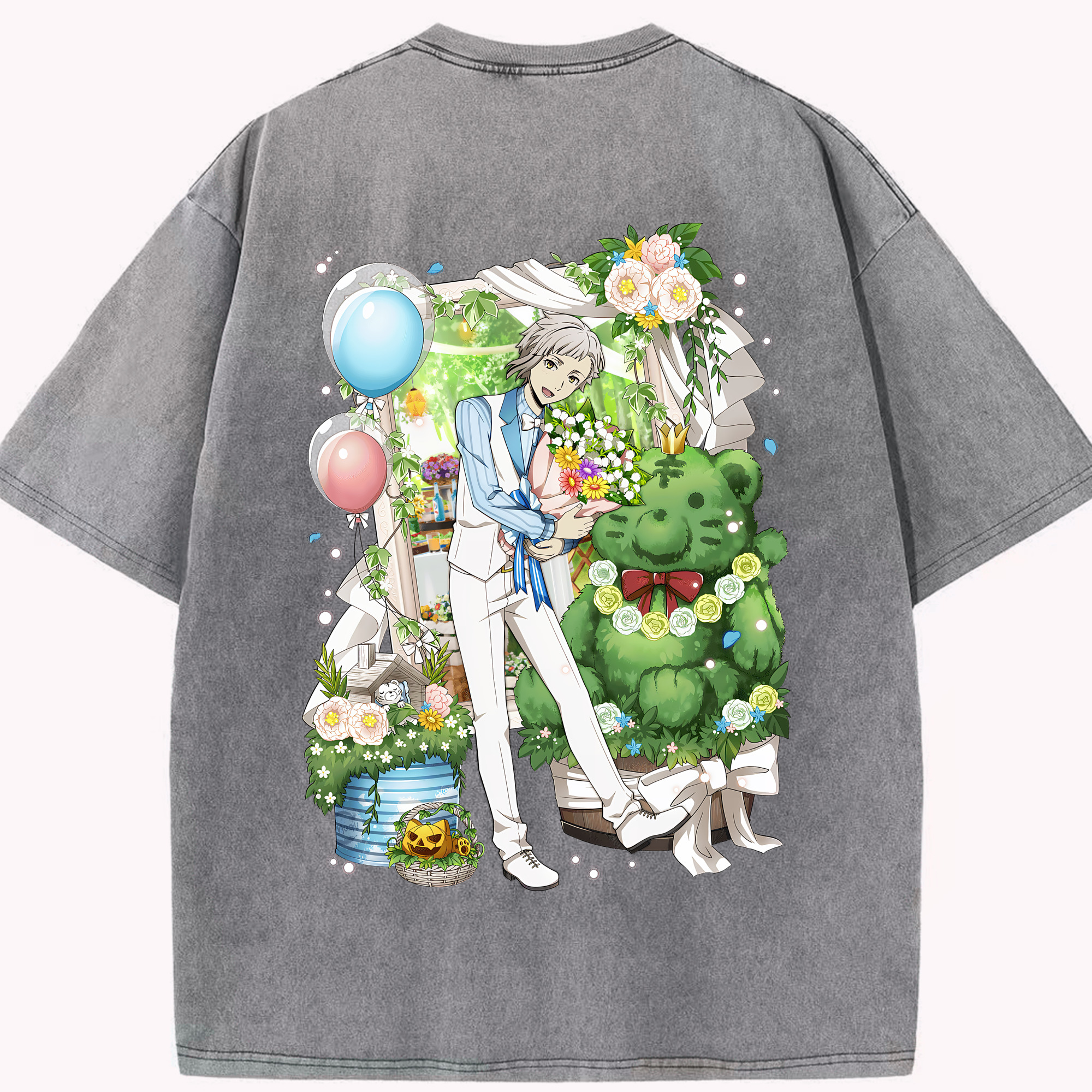 （画像用） 文豪ストレイドッグス Bungo Stray Dogs 綿100% ヴィンテージ風 半袖Tシャツ（背面プリント）