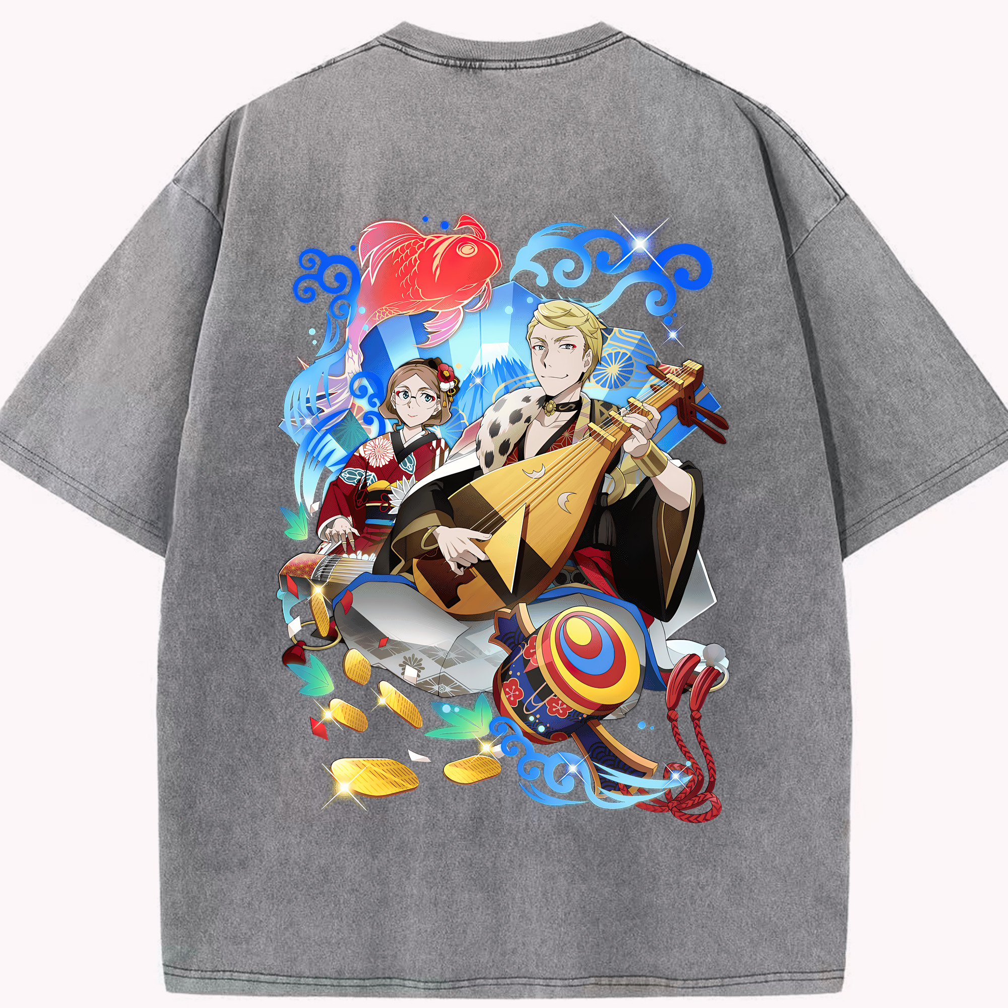 （画像用） 文豪ストレイドッグス Bungo Stray Dogs 綿100% ヴィンテージ風 半袖Tシャツ（背面プリント）