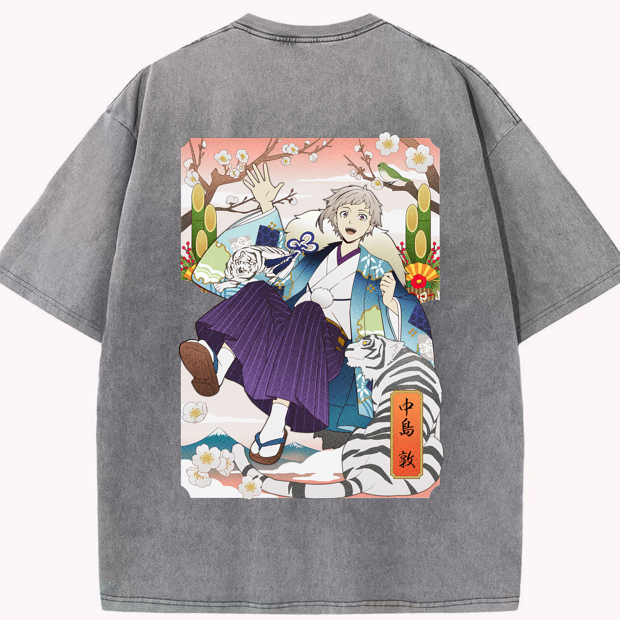 （画像用） 文豪ストレイドッグス Bungo Stray Dogs 綿100% ヴィンテージ風 半袖Tシャツ（背面プリント）