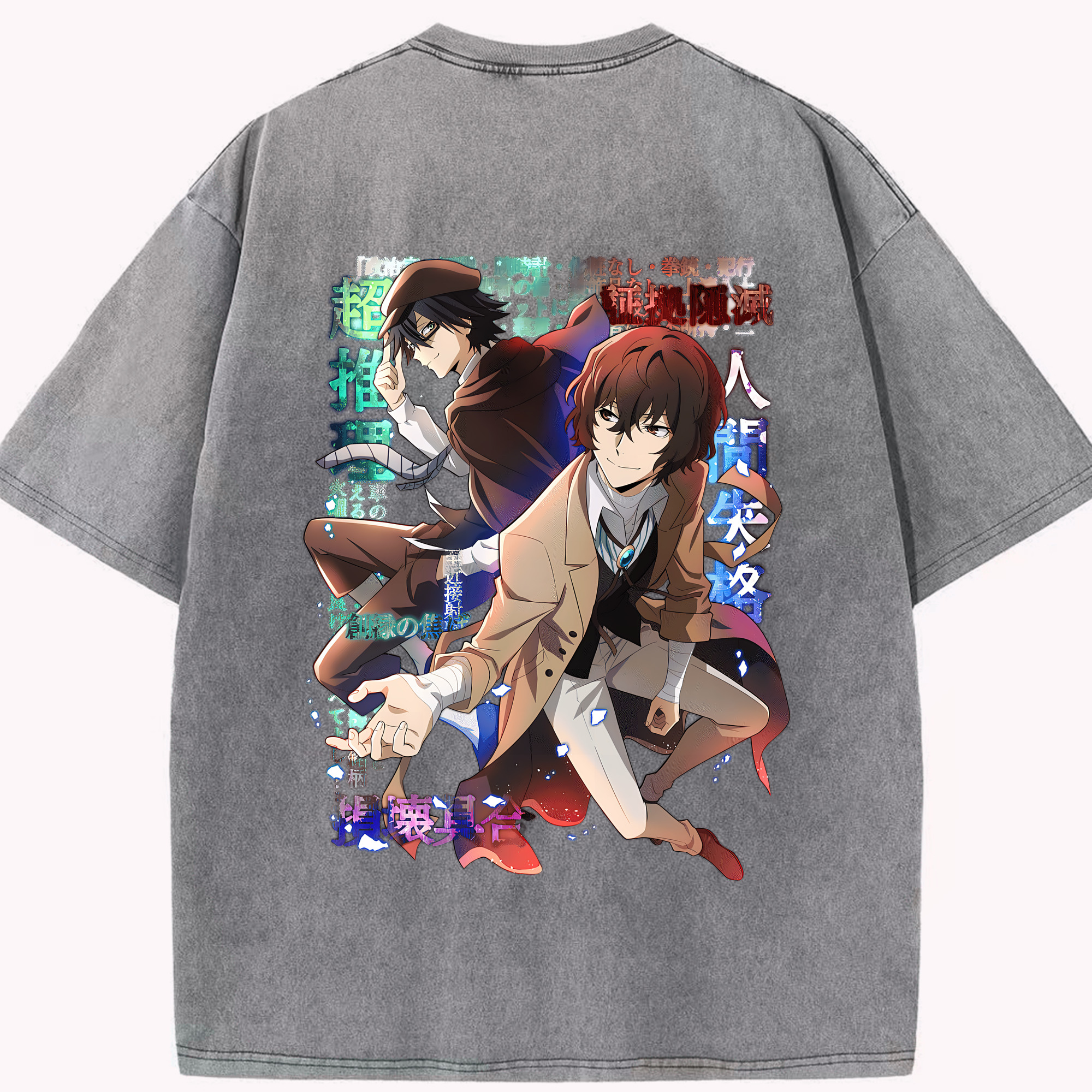 （画像用） 文豪ストレイドッグス Bungo Stray Dogs 綿100% ヴィンテージ風 半袖Tシャツ（背面プリント）
