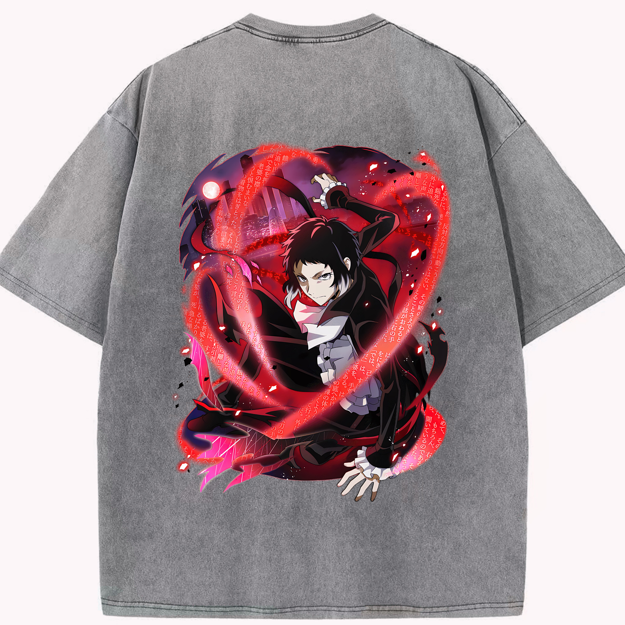（画像用） 文豪ストレイドッグス Bungo Stray Dogs 綿100% ヴィンテージ風 半袖Tシャツ（背面プリント）