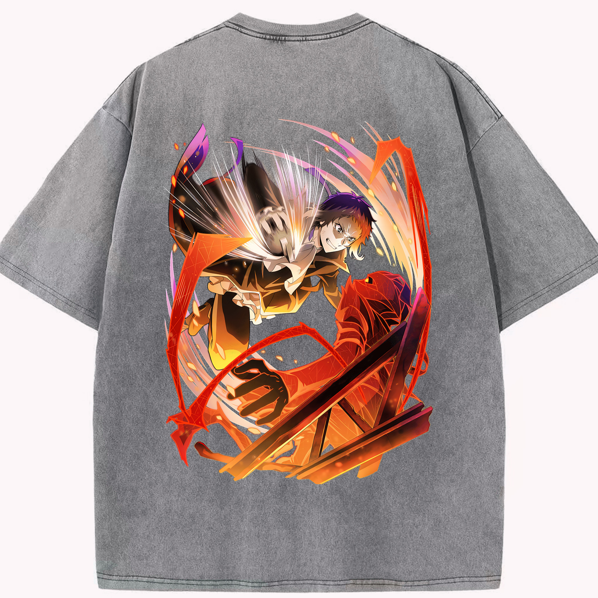 （画像用） 文豪ストレイドッグス Bungo Stray Dogs 綿100% ヴィンテージ風 半袖Tシャツ（背面プリント）