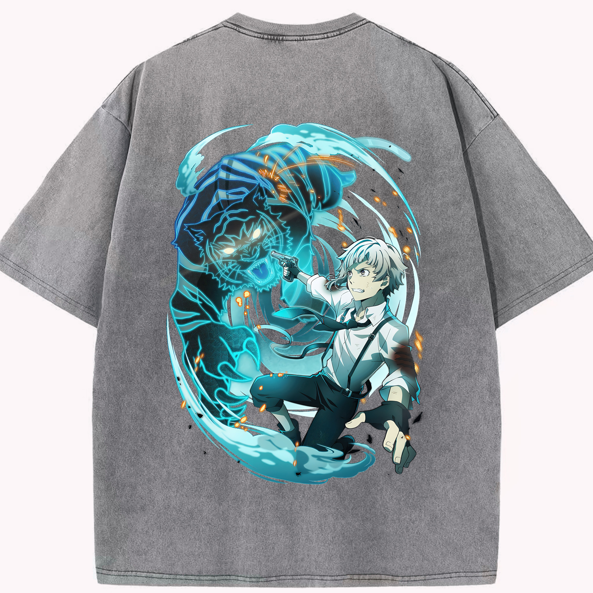 （画像用） 文豪ストレイドッグス Bungo Stray Dogs 綿100% ヴィンテージ風 半袖Tシャツ（背面プリント）