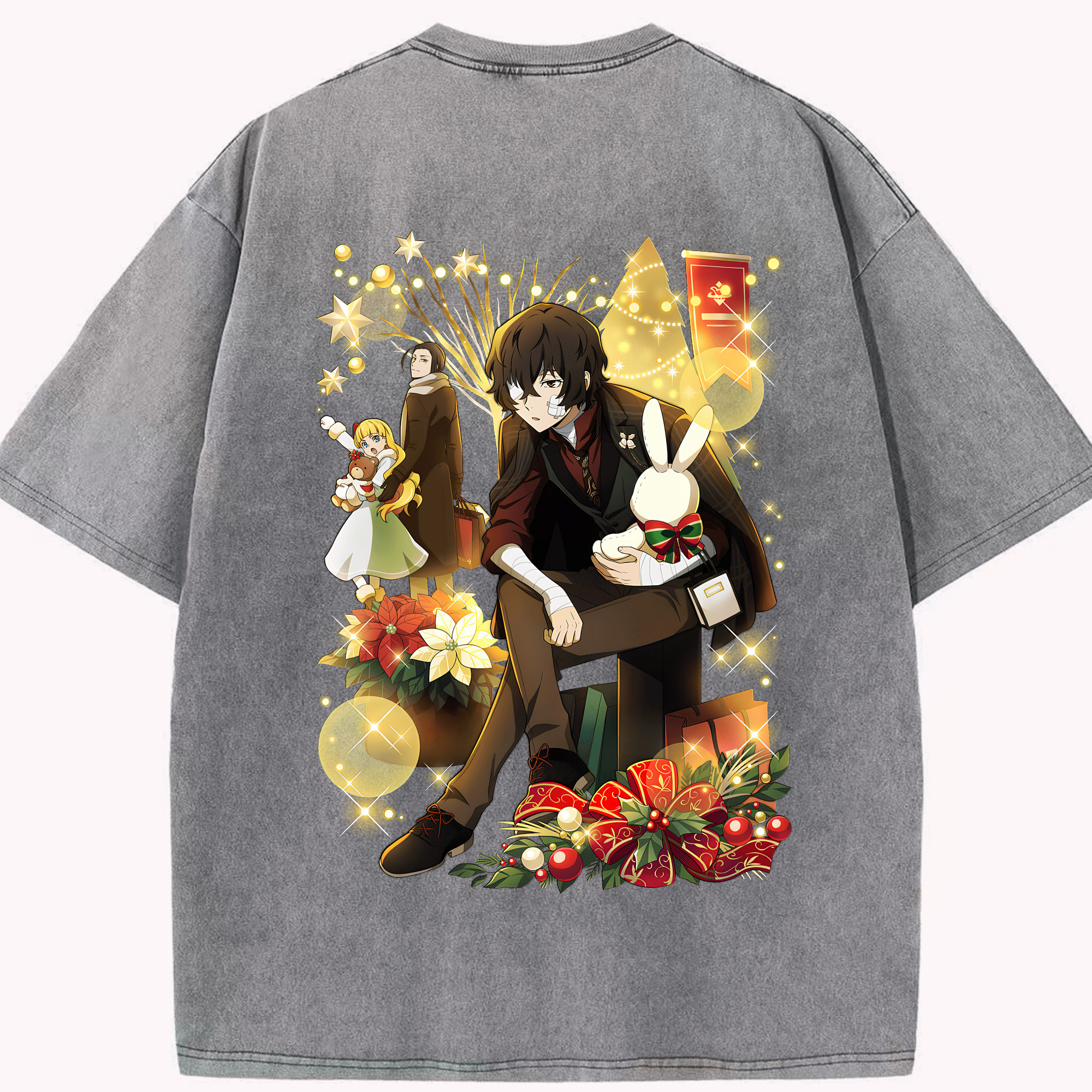 （画像用） 文豪ストレイドッグス Bungo Stray Dogs 綿100% ヴィンテージ風 半袖Tシャツ（背面プリント）