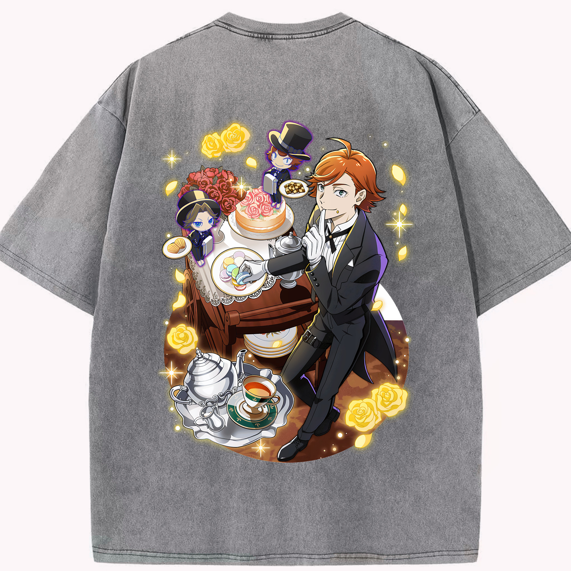 （画像用） 文豪ストレイドッグス Bungo Stray Dogs 綿100% ヴィンテージ風 半袖Tシャツ（背面プリント）