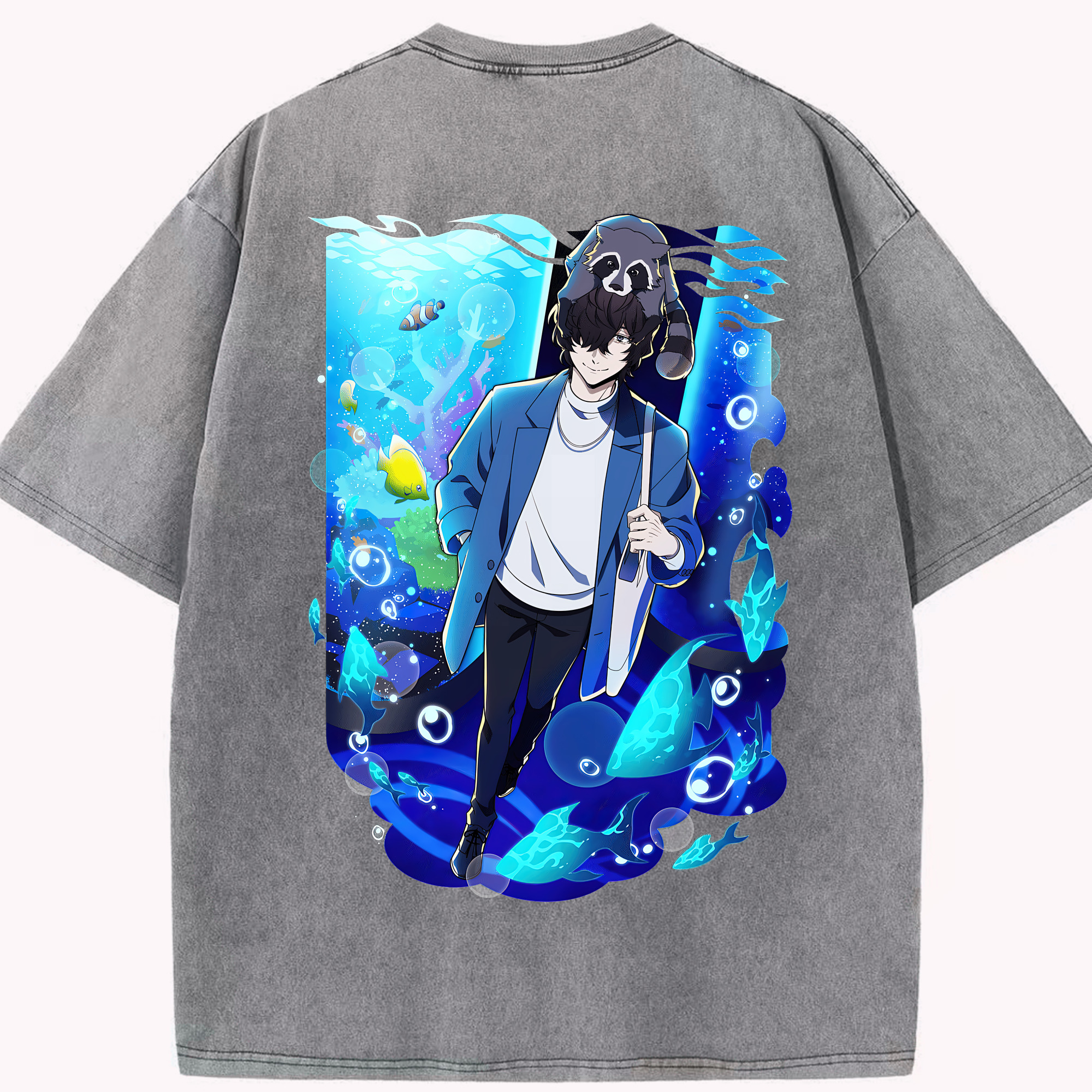 （画像用） 文豪ストレイドッグス Bungo Stray Dogs 綿100% ヴィンテージ風 半袖Tシャツ（背面プリント）