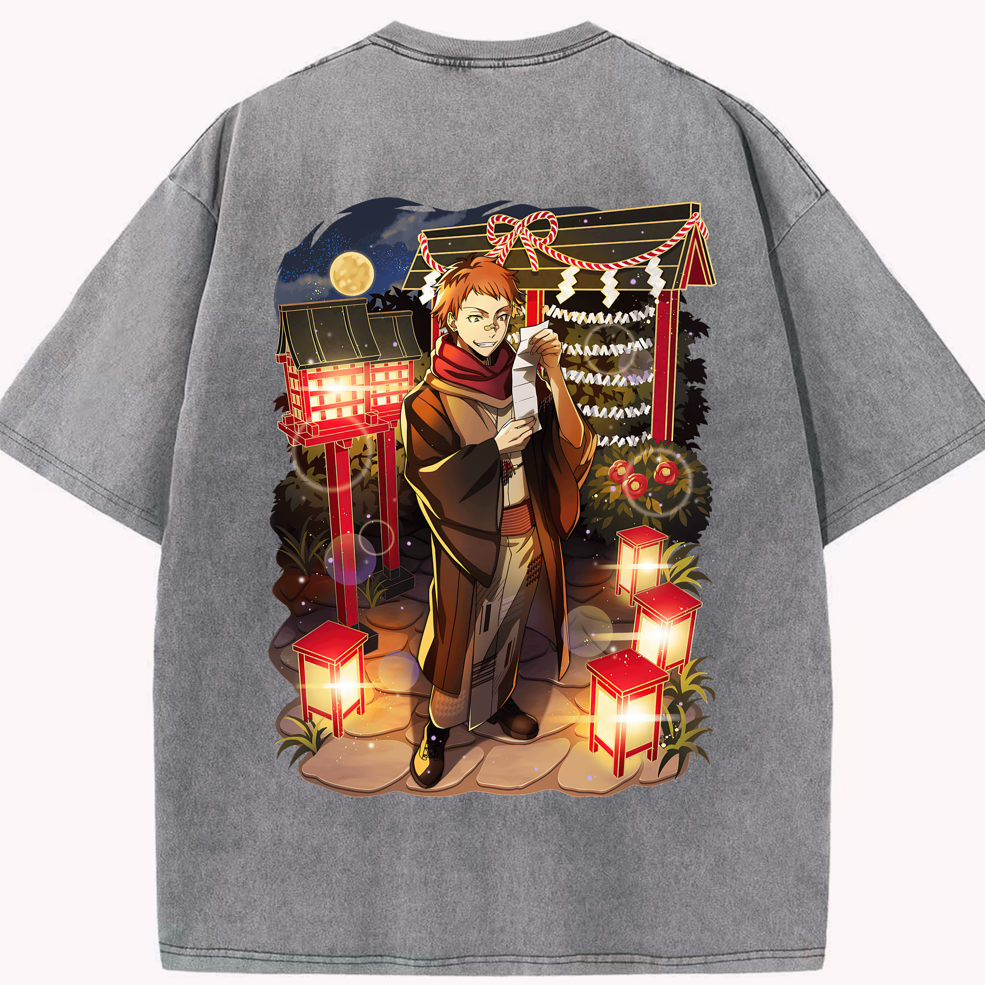 （画像用） 文豪ストレイドッグス Bungo Stray Dogs 綿100% ヴィンテージ風 半袖Tシャツ（背面プリント）