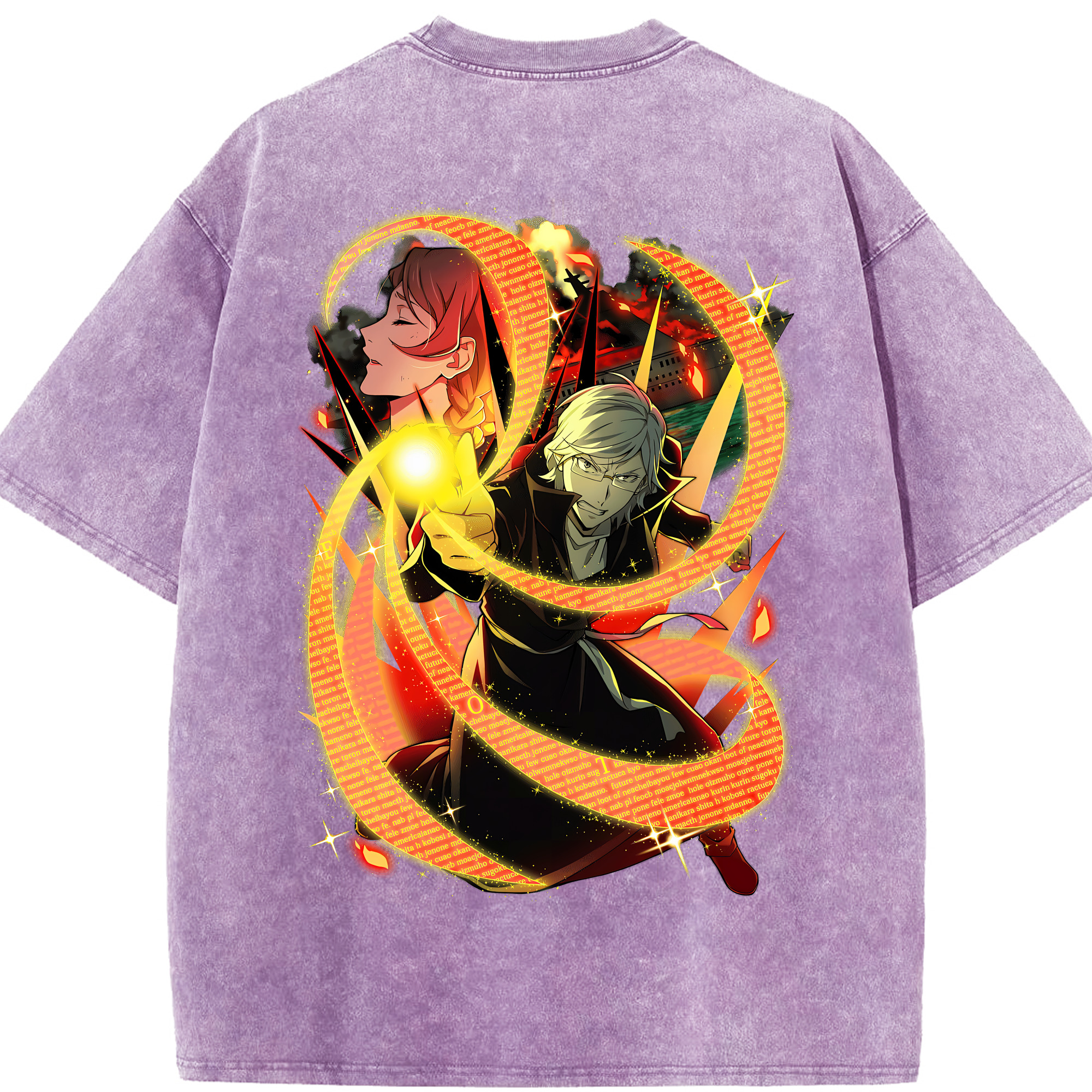 （画像用） 文豪ストレイドッグス Bungo Stray Dogs 綿100% ヴィンテージ風 半袖Tシャツ（背面プリント）