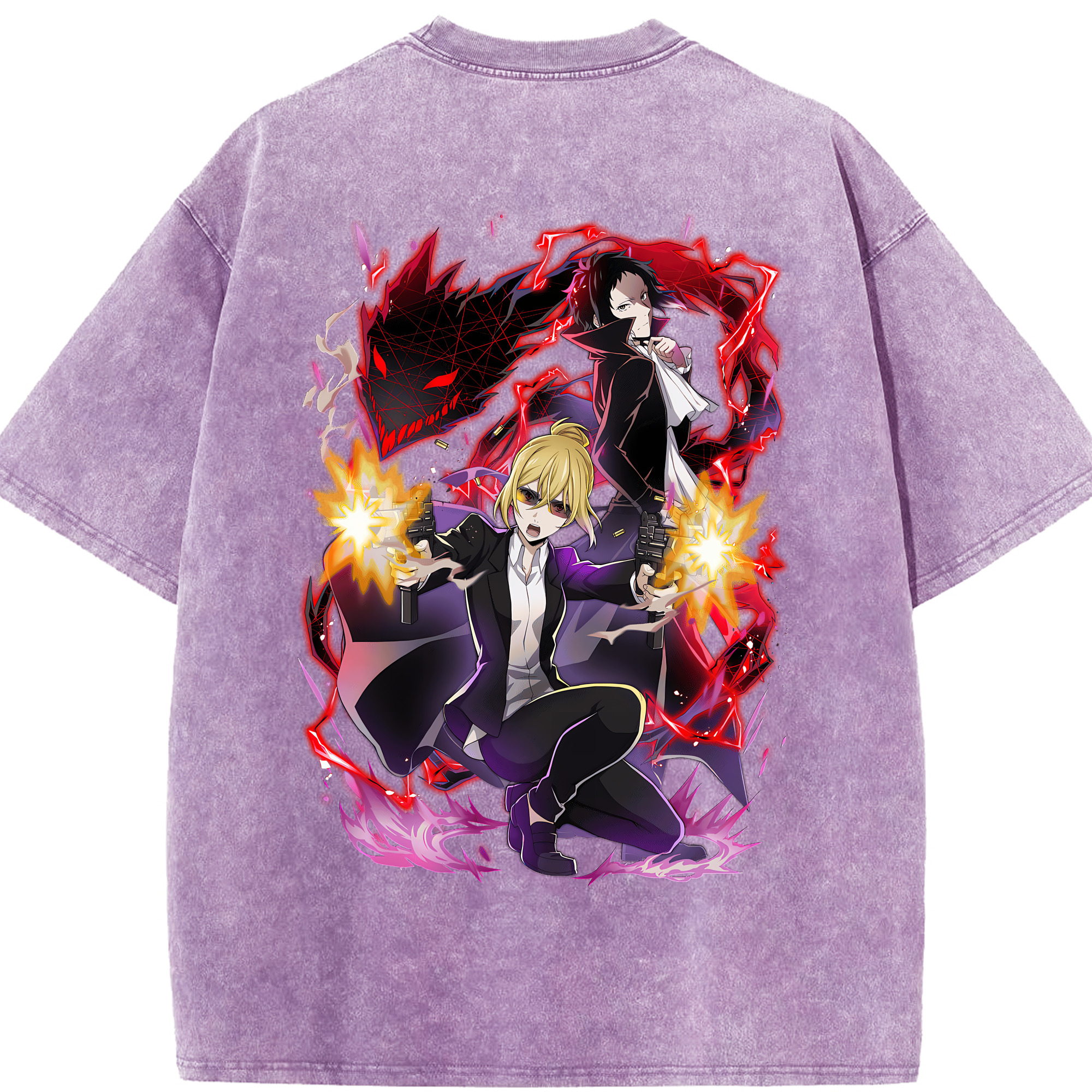 （画像用） 文豪ストレイドッグス Bungo Stray Dogs 綿100% ヴィンテージ風 半袖Tシャツ（背面プリント）