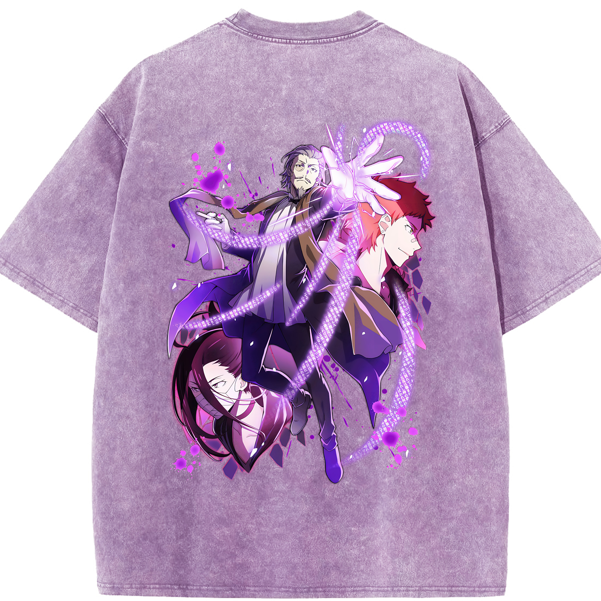 （画像用） 文豪ストレイドッグス Bungo Stray Dogs 綿100% ヴィンテージ風 半袖Tシャツ（背面プリント）