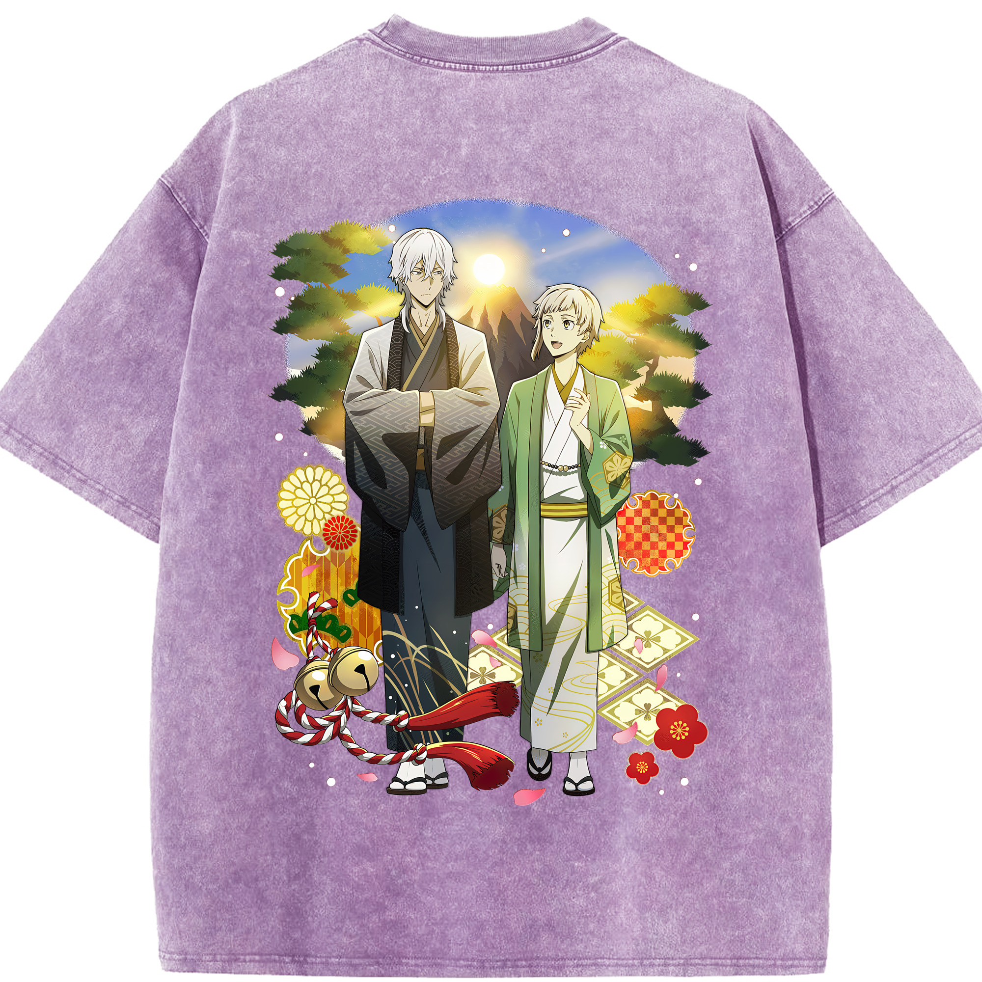 （画像用） 文豪ストレイドッグス Bungo Stray Dogs 綿100% ヴィンテージ風 半袖Tシャツ（背面プリント）