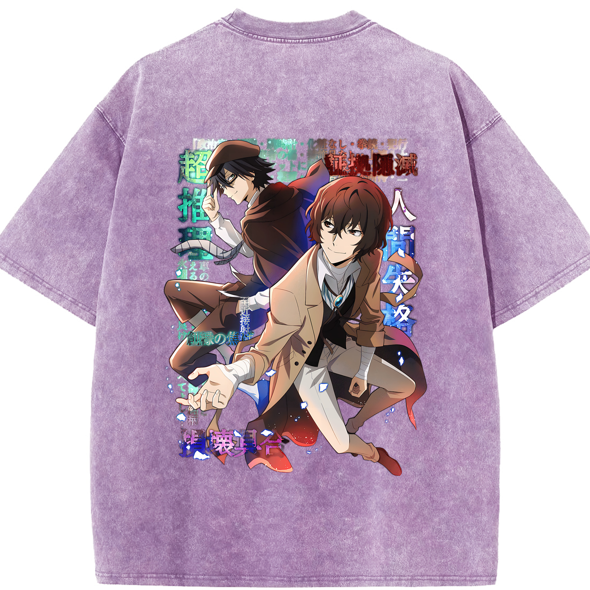 （画像用） 文豪ストレイドッグス Bungo Stray Dogs 綿100% ヴィンテージ風 半袖Tシャツ（背面プリント）