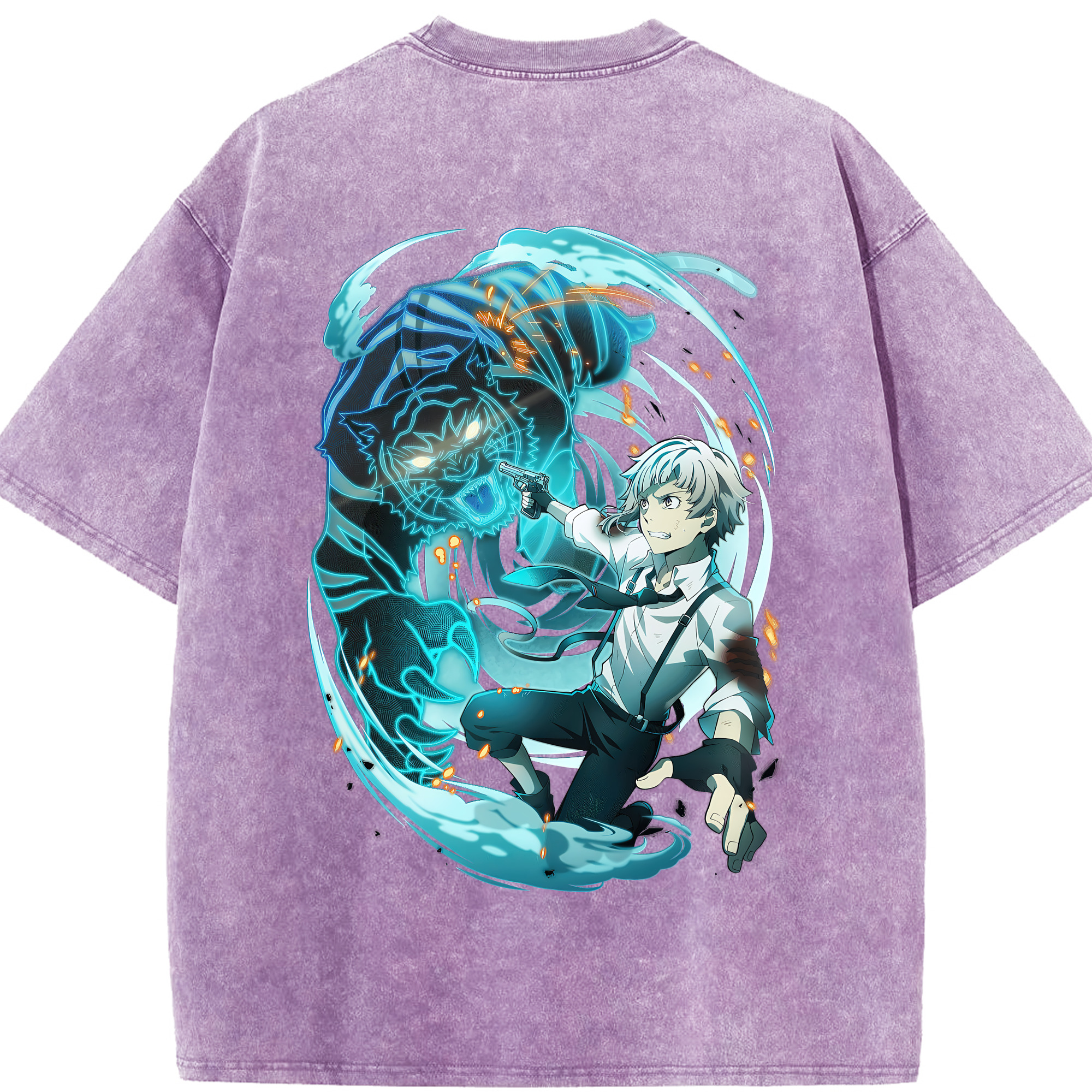 （画像用） 文豪ストレイドッグス Bungo Stray Dogs 綿100% ヴィンテージ風 半袖Tシャツ（背面プリント）