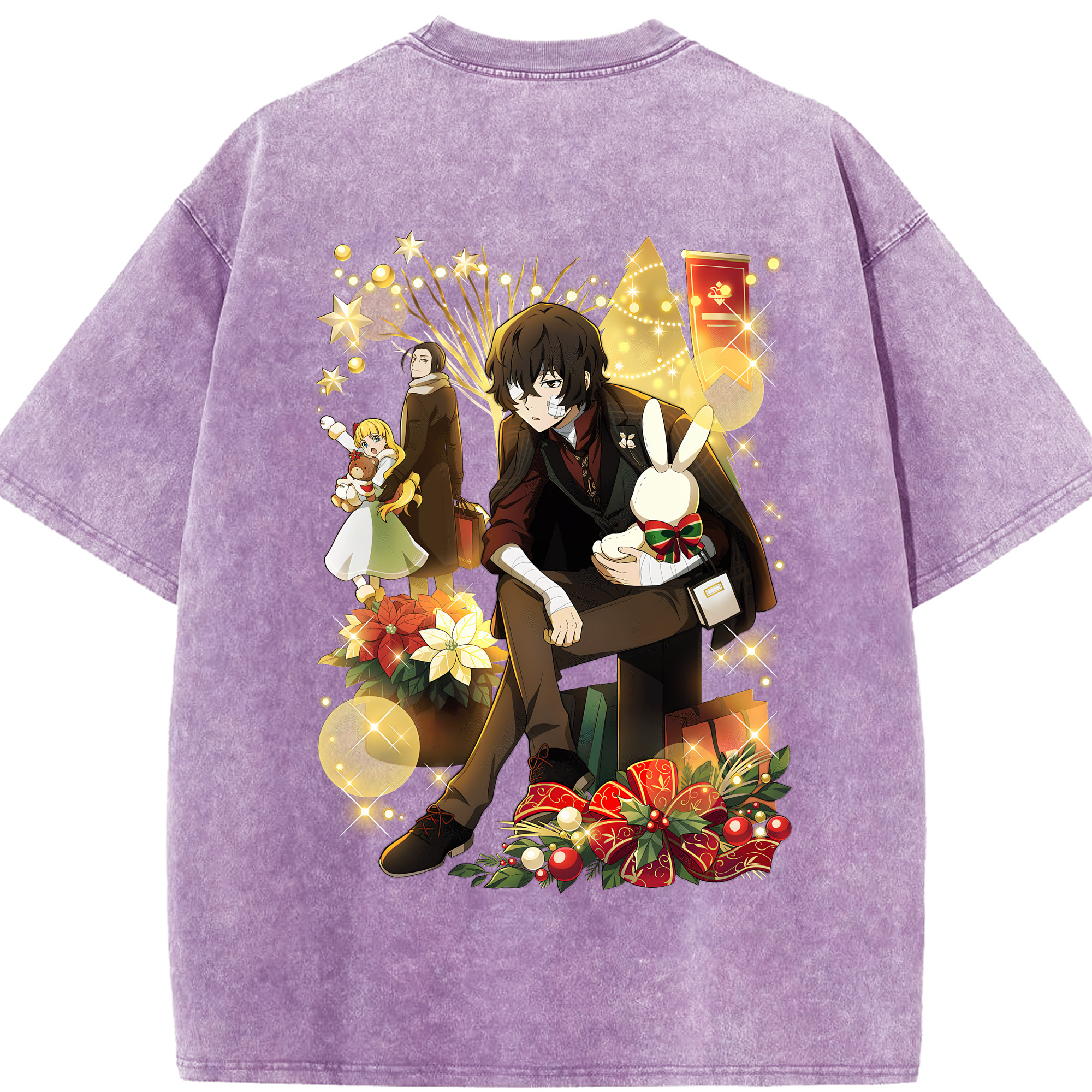 （画像用） 文豪ストレイドッグス Bungo Stray Dogs 綿100% ヴィンテージ風 半袖Tシャツ（背面プリント）
