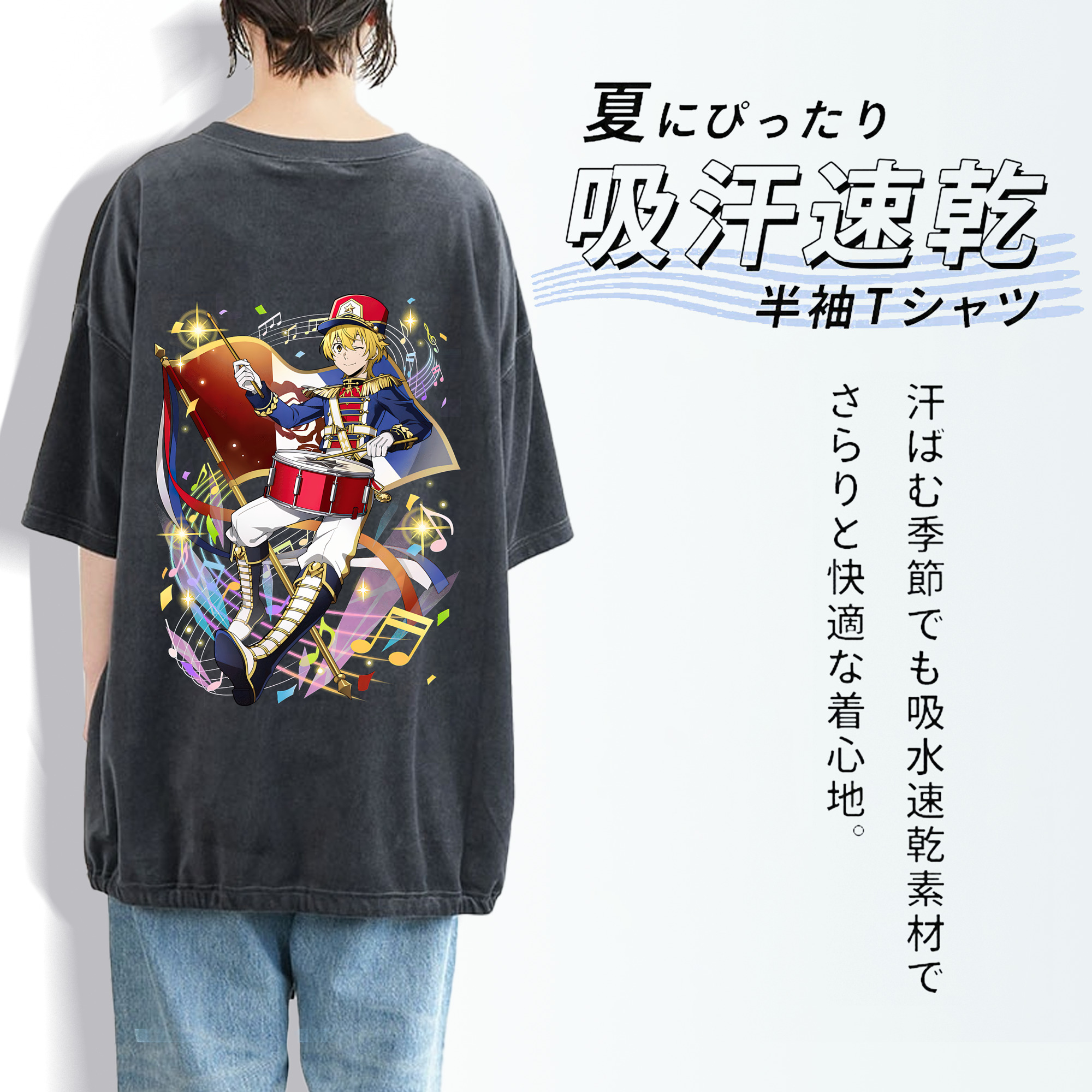 文豪ストレイドッグス Bungo Stray Dogs 綿100% ヴィンテージ風 半袖Tシャツ（背面プリント）