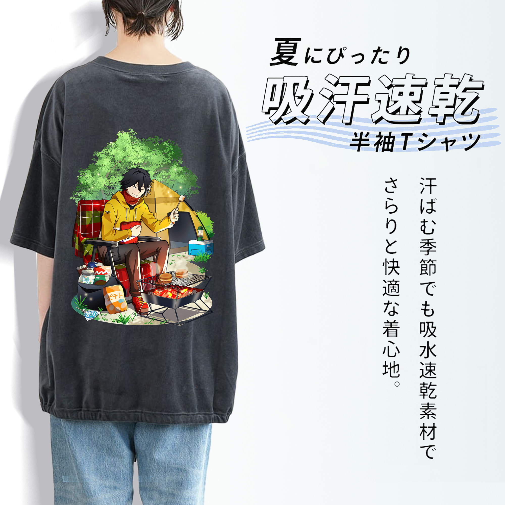 文豪ストレイドッグス Bungo Stray Dogs 綿100% ヴィンテージ風 半袖Tシャツ（背面プリント）
