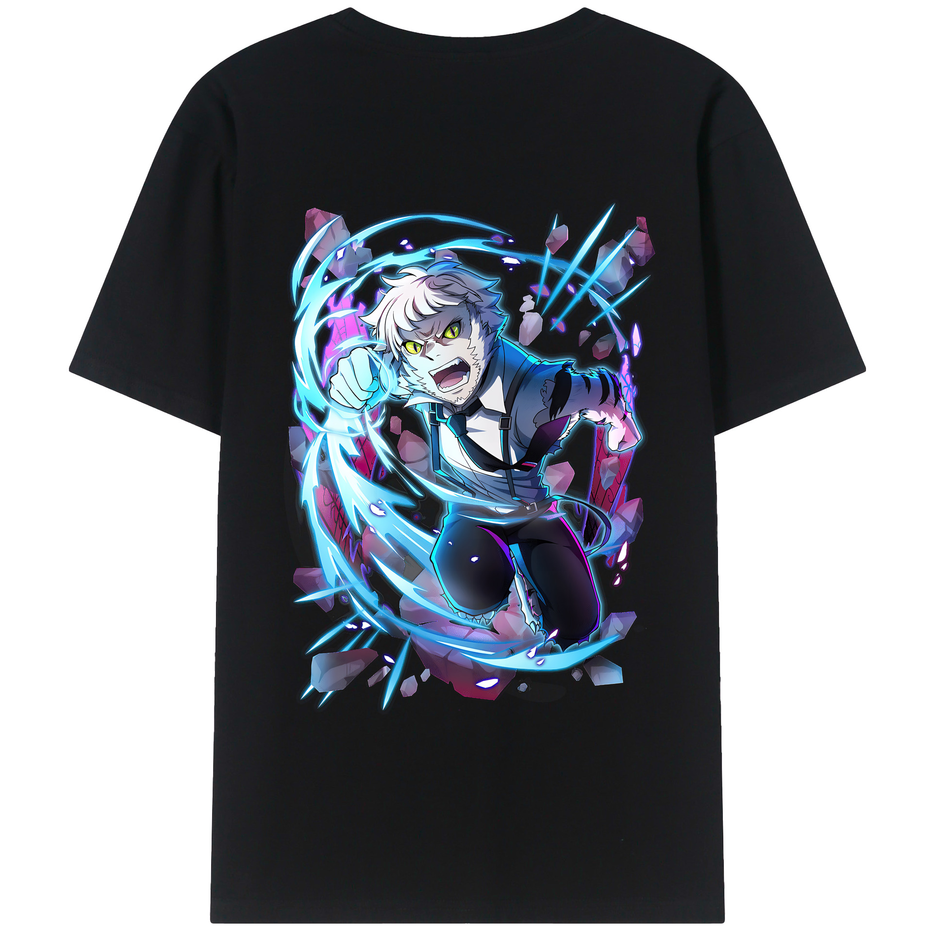 （画像用） 文豪ストレイドッグス Bungo Stray Dogs 綿100％ メンズ半袖Tシャツ（バックプリント） 通気性